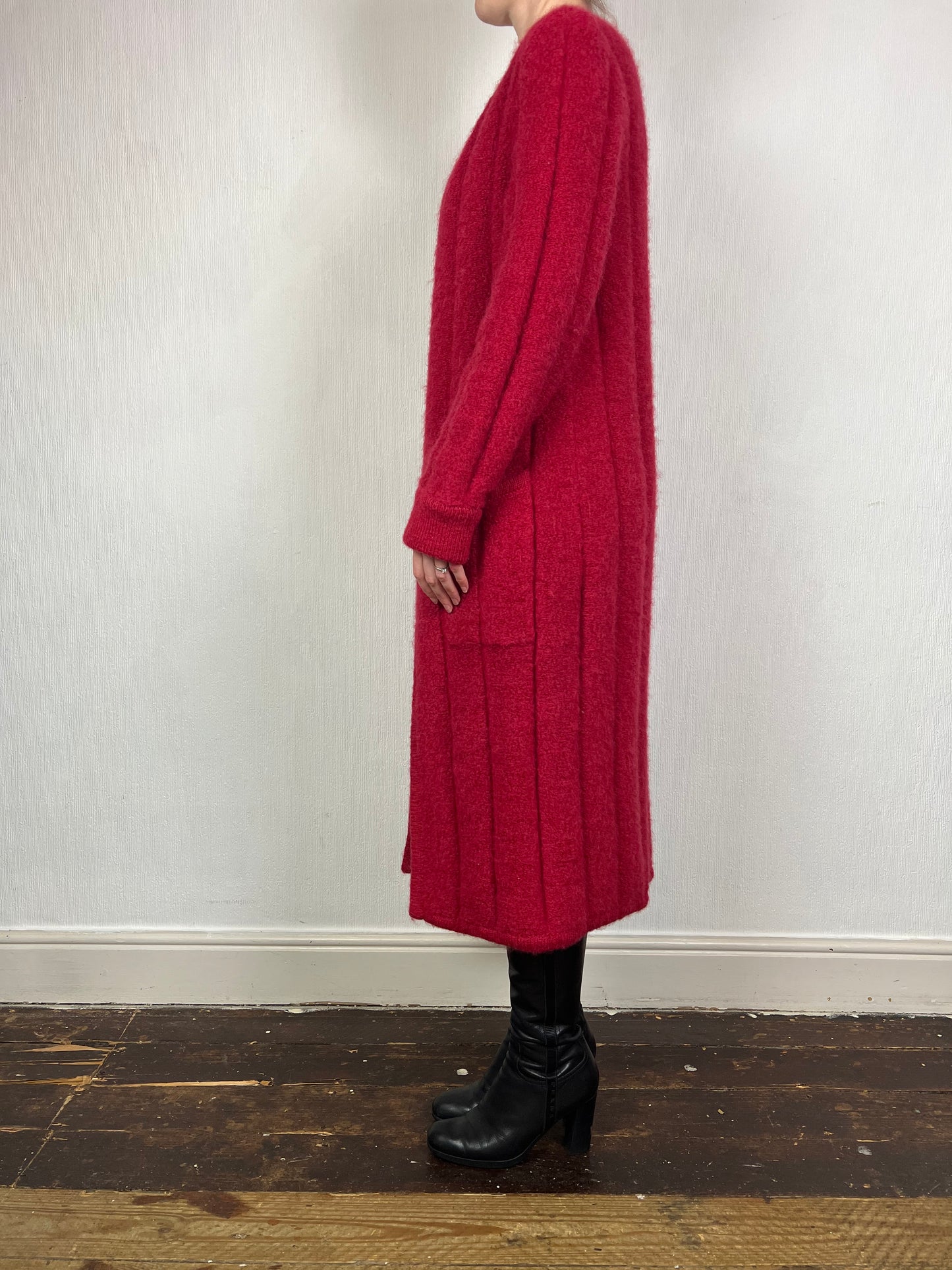 Vintage 1980s red mohair coatigan