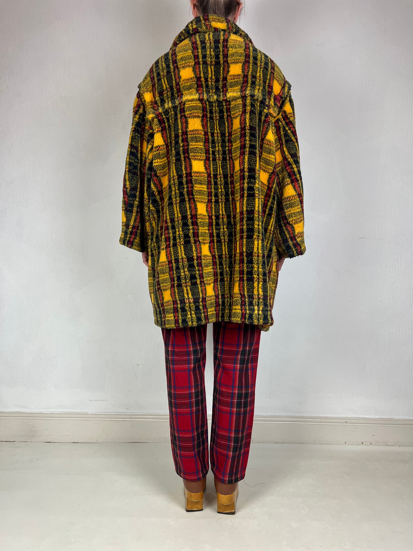 Junior Gaultier F/W 1991 tartan faux fur coat