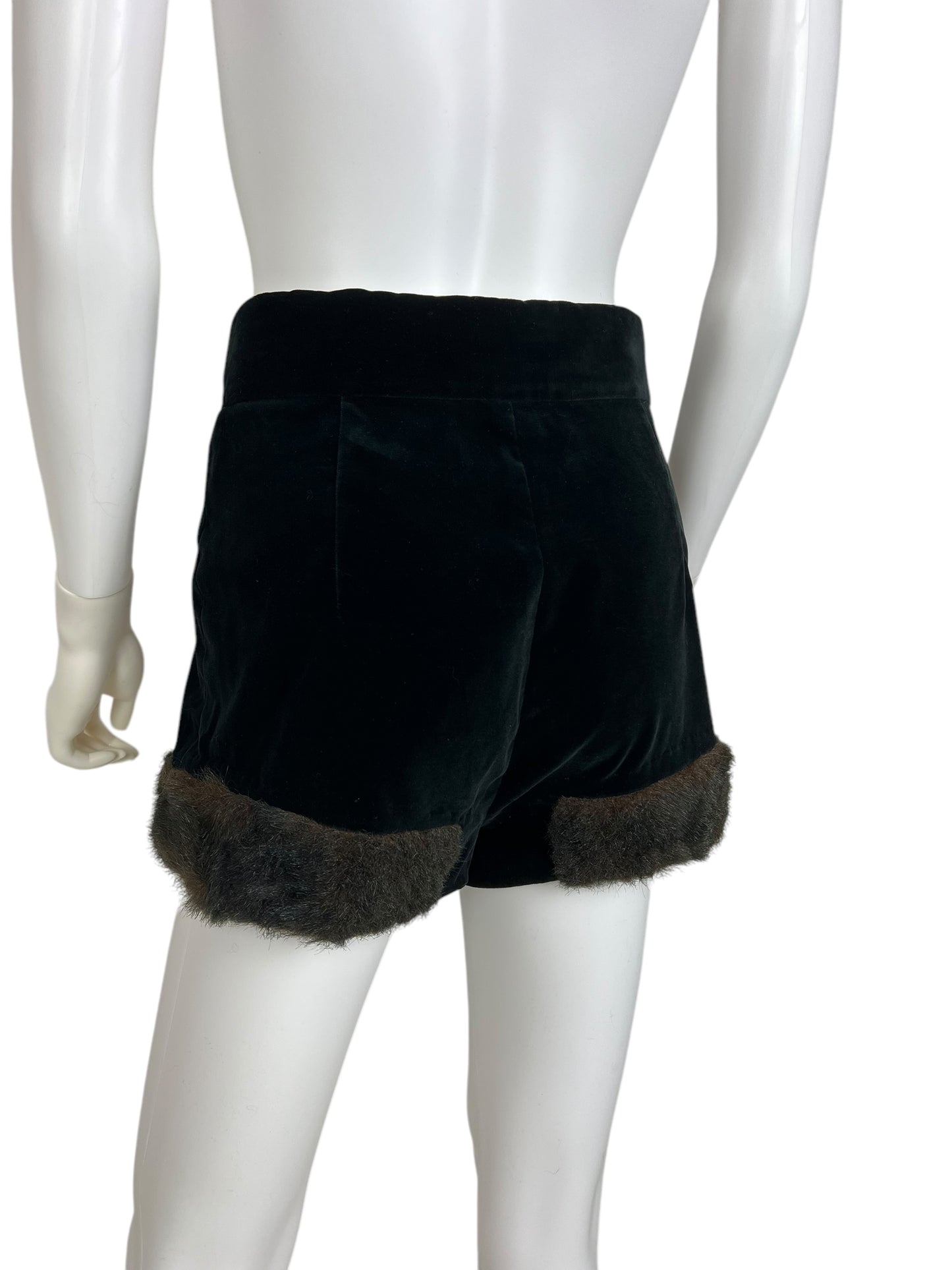 Vivienne Westwood F/W 2014 faux fur trim velvet shorts, F/W 1991 re-edition
