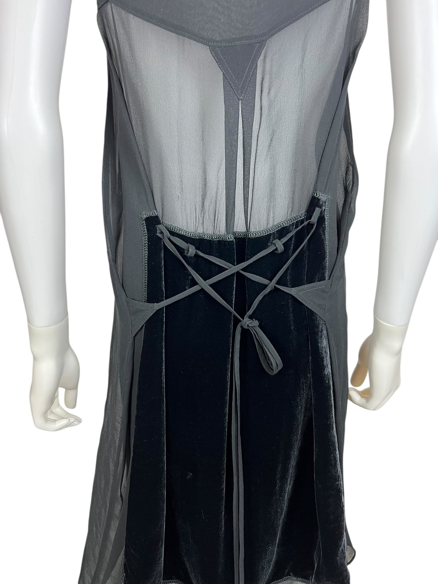 Miu Miu 1990s velvet sheer slip dress