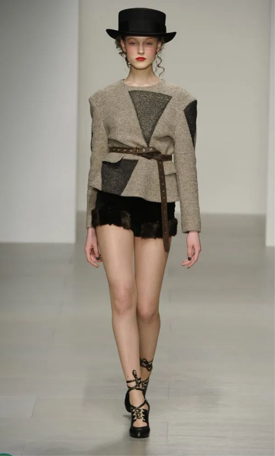 Vivienne Westwood F/W 2014 faux fur trim velvet shorts, F/W 1991 re-edition