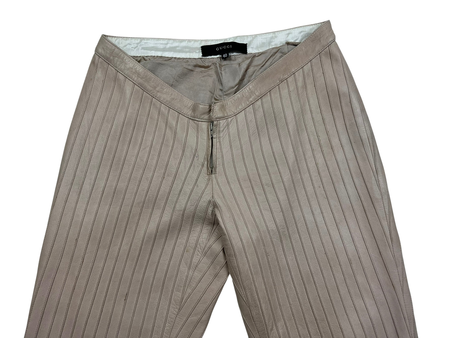 Gucci F/W 1999 leather pinstripe trousers Tom Ford era