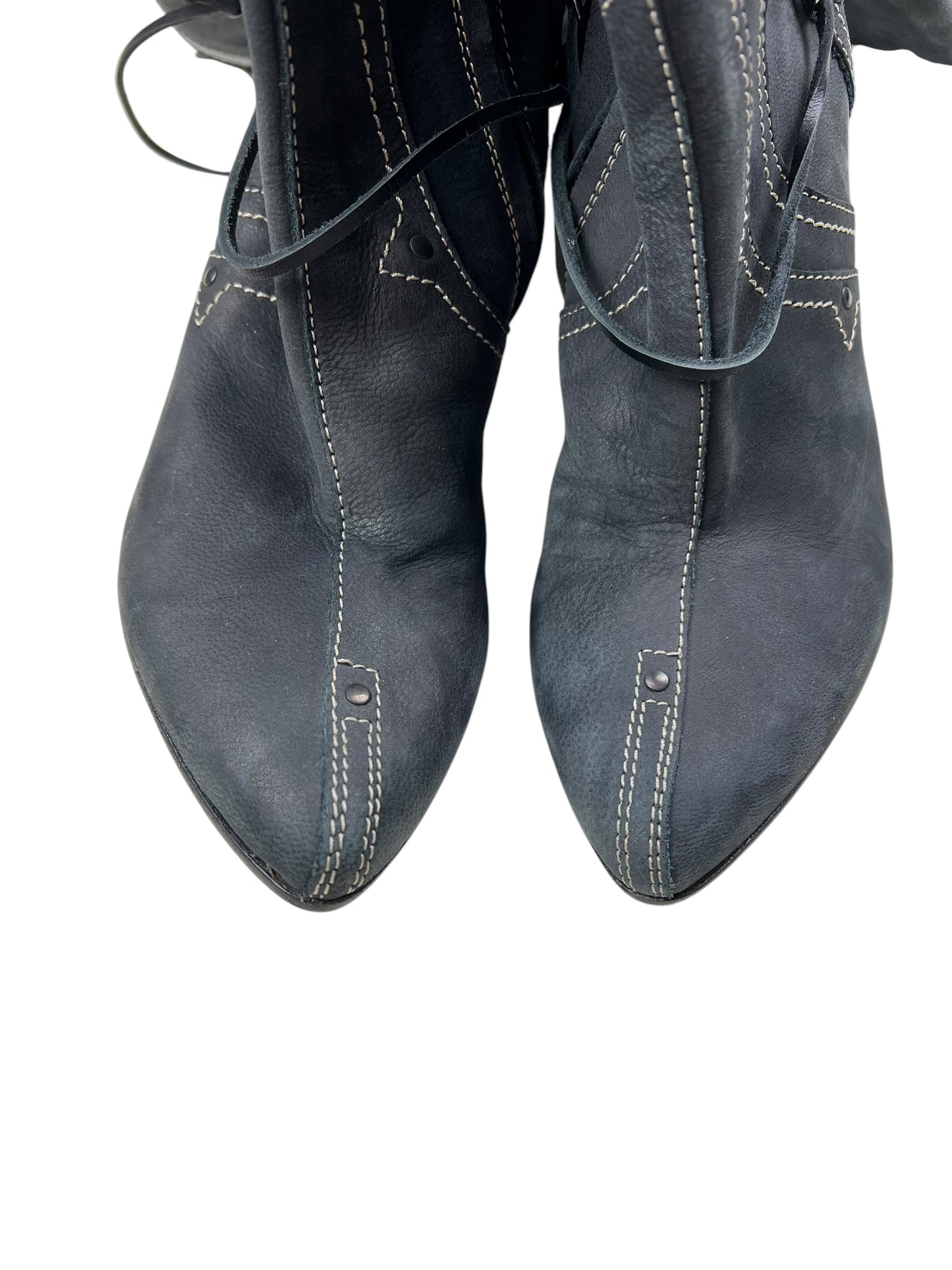 Diesel StyleLab Y2K thigh high corset back leather boots