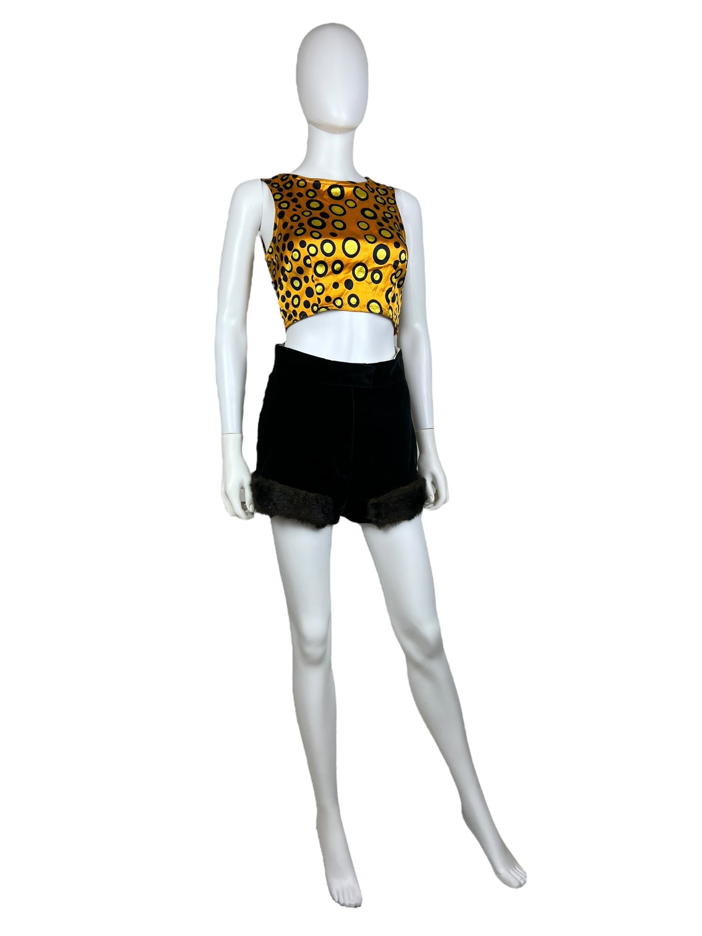 Vivienne Westwood F/W 2014 faux fur trim velvet shorts, F/W 1991 re-edition