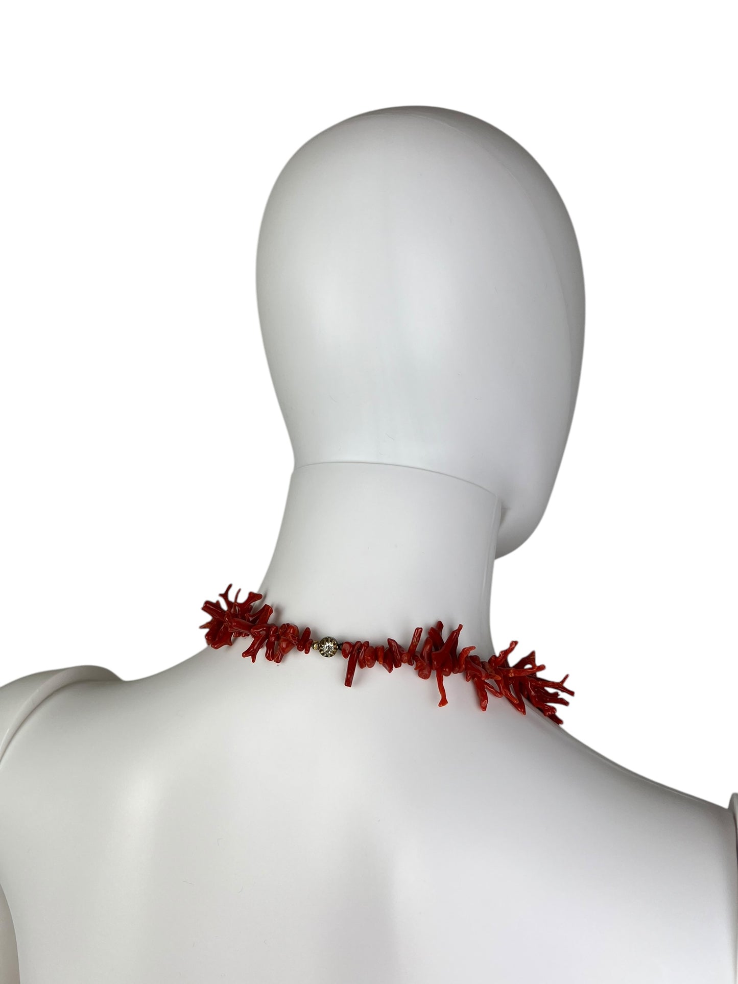 Antique branched Coral necklace with stone set clasp