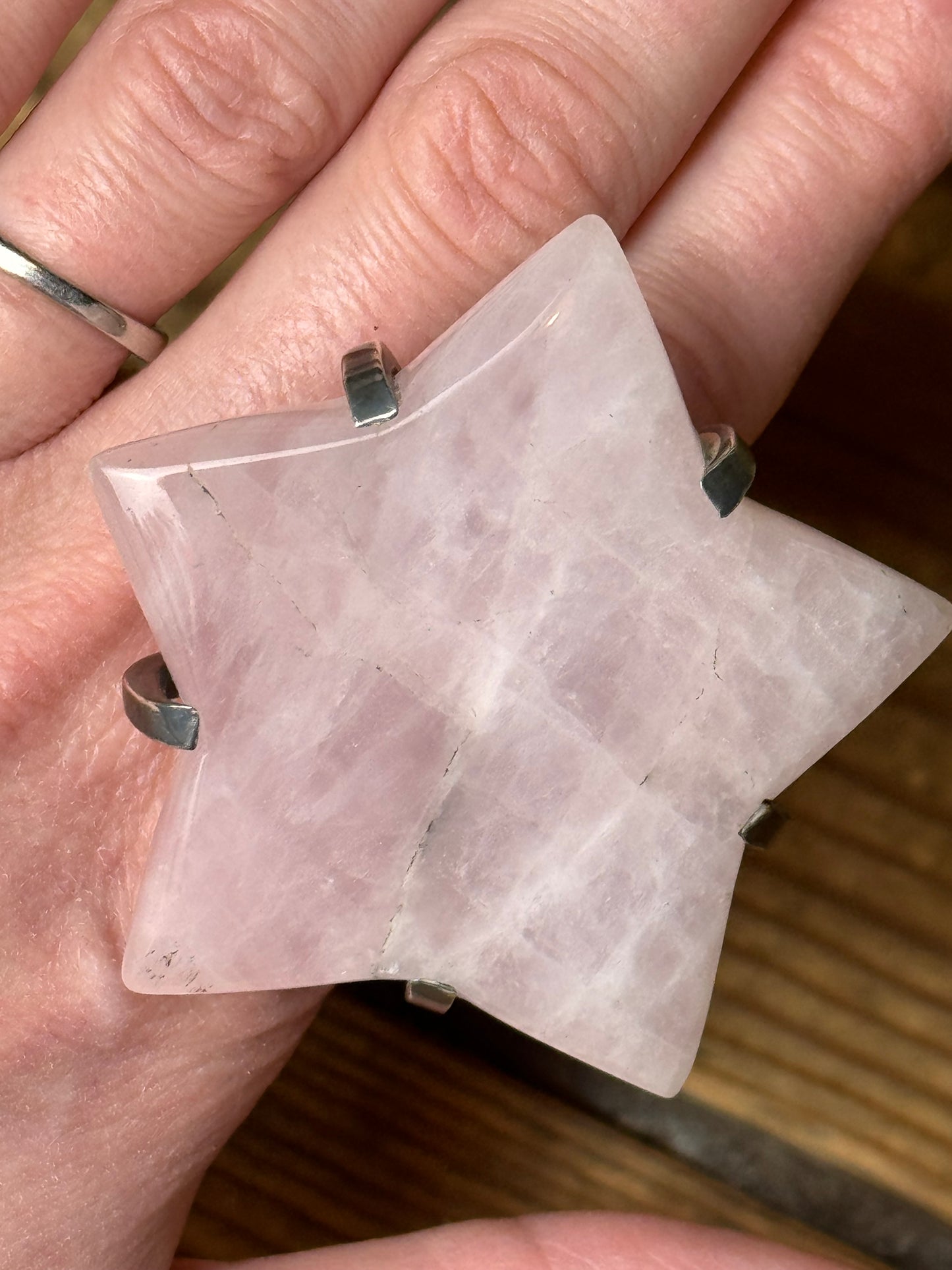 Gary Holder London 2000s Sterling silver rose quartz star ring