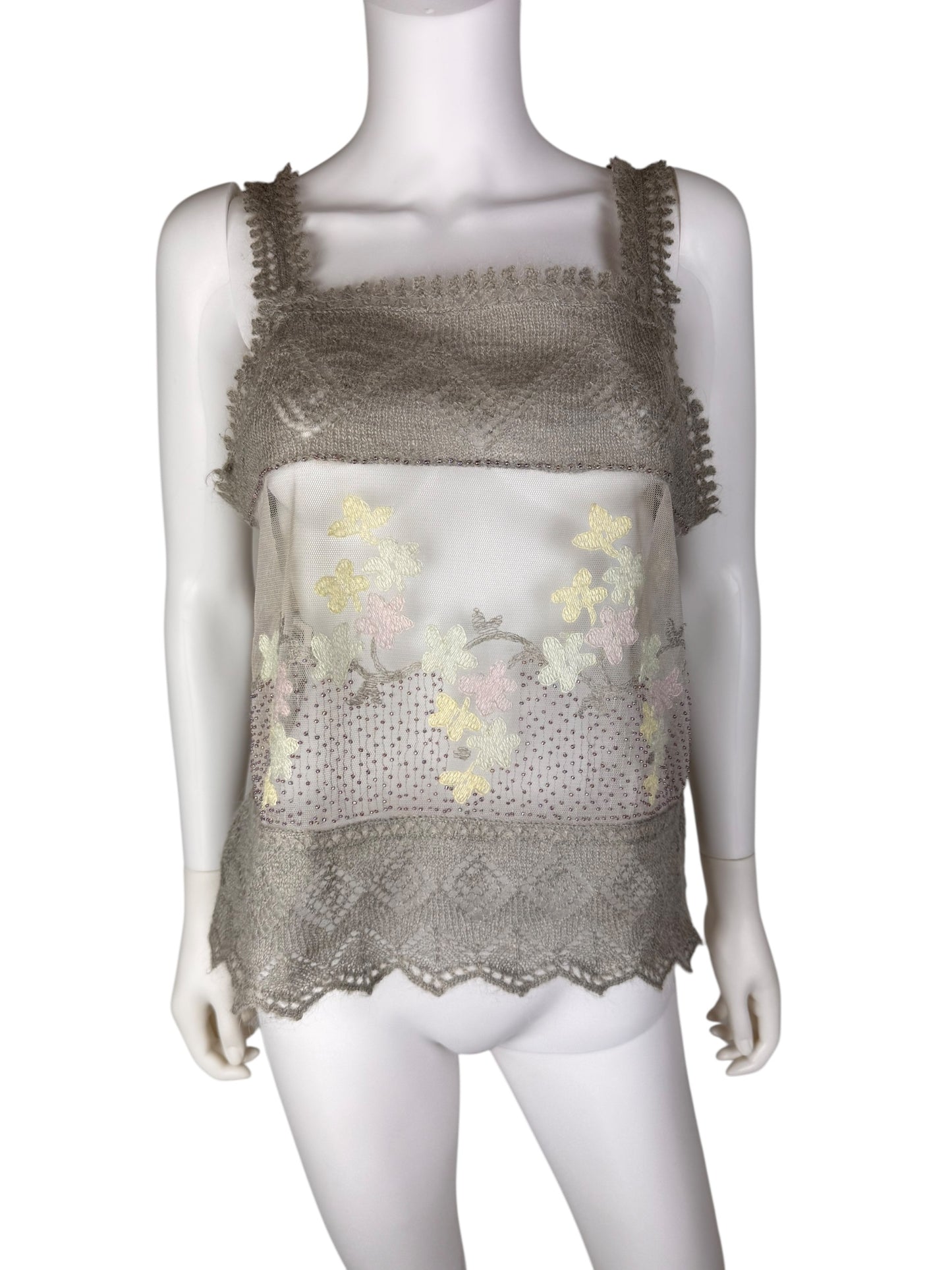 Moschino knit mesh embellished top