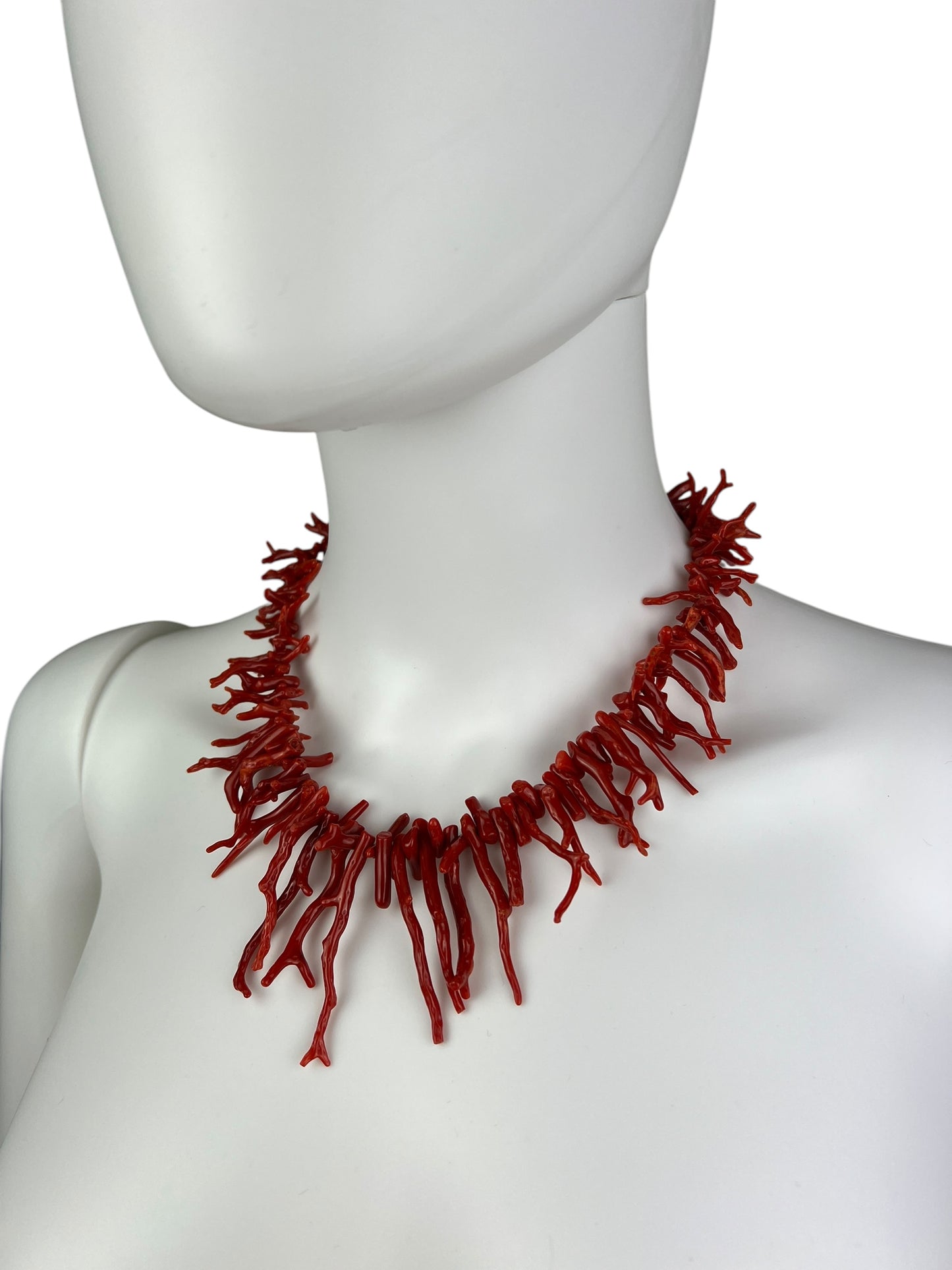 Antique branched Coral necklace with stone set clasp