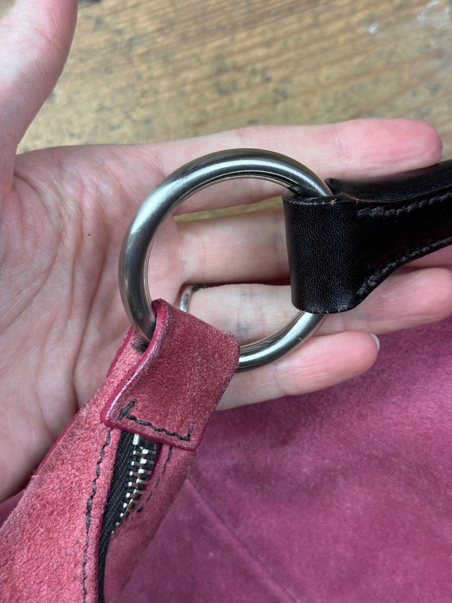 Miu Miu FW 2003 coral pink suede hobo bag