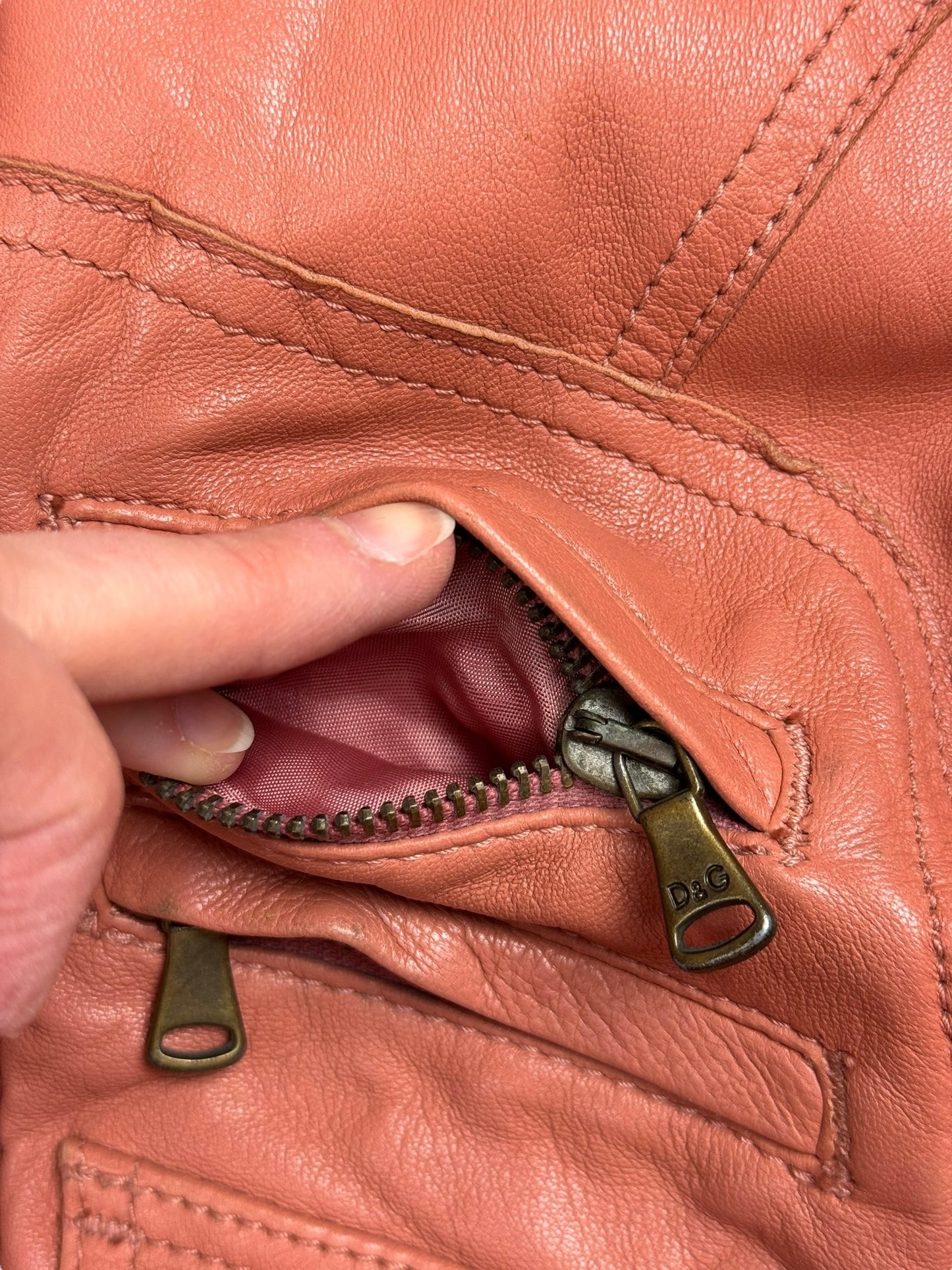 D&G 2000s salmon pink leather utility jacket
