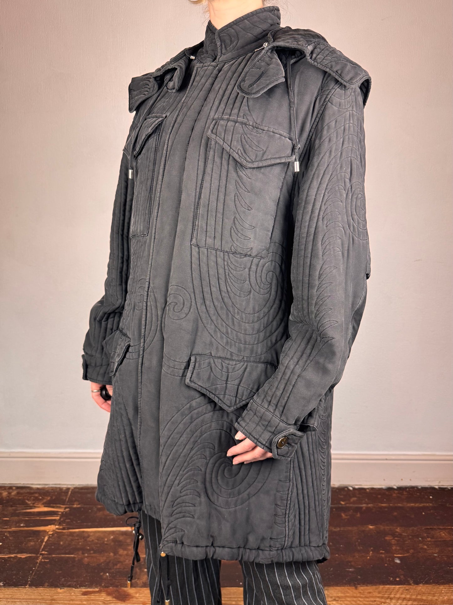 Alexander McQueen c.F/W 2007 silk parka coat