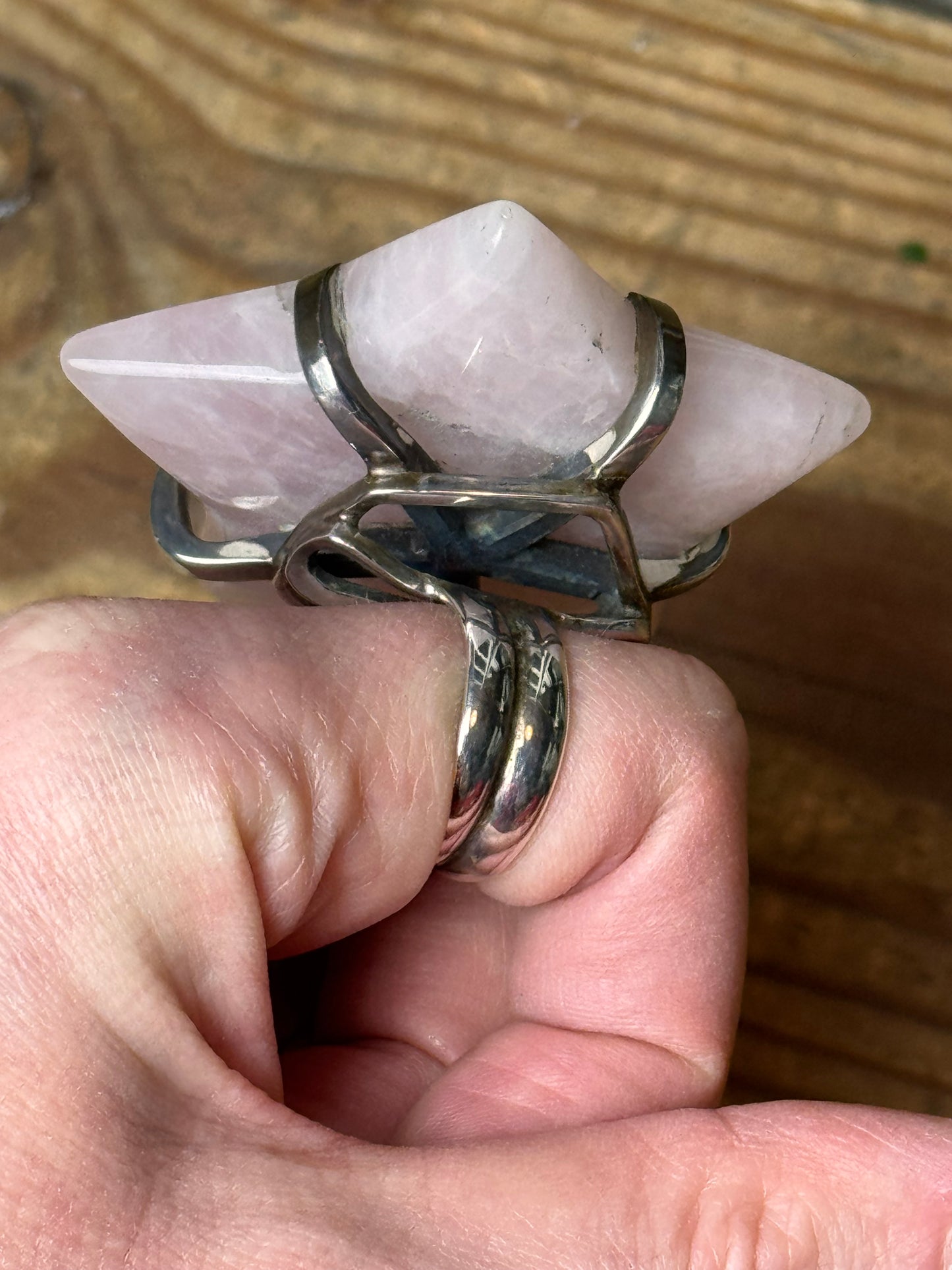 Gary Holder London 2000s Sterling silver rose quartz star ring