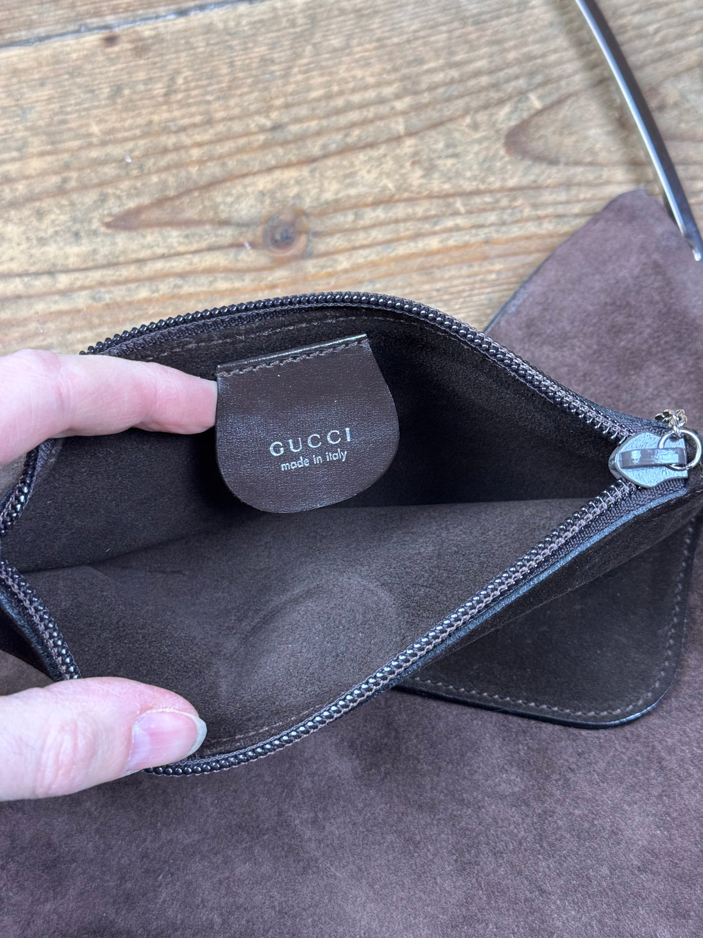 FW 1997 Gucci by Tom Ford brown suede hobo bag