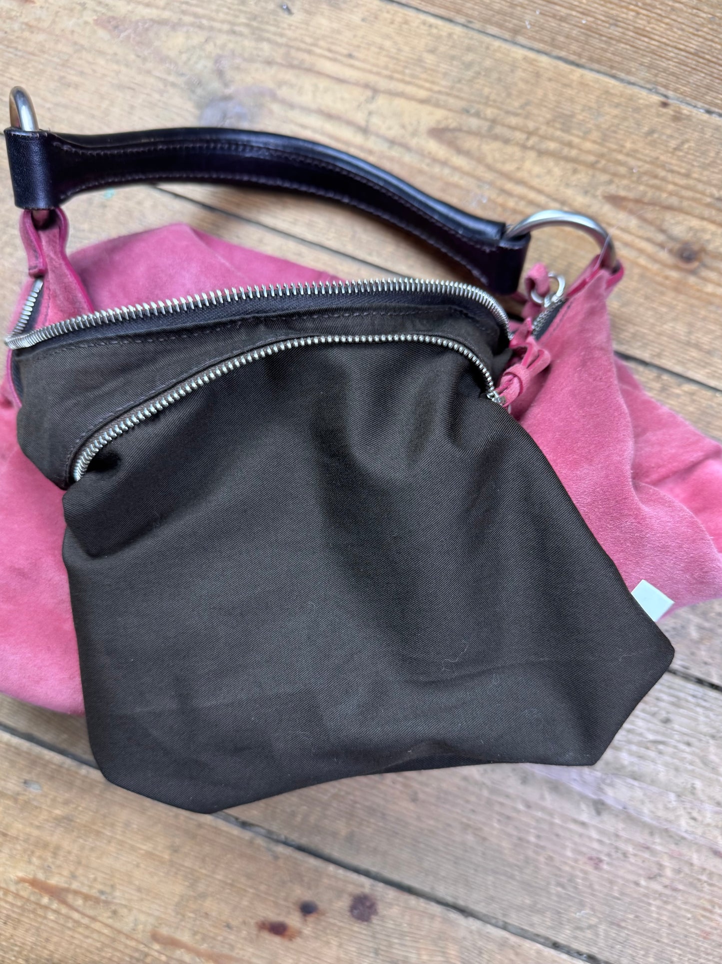 Miu Miu FW 2003 coral pink suede hobo bag