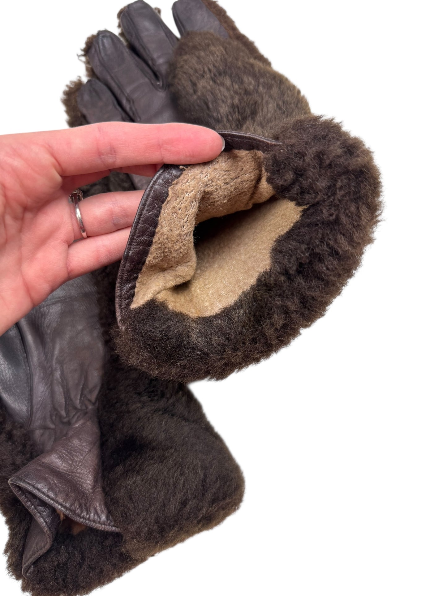 Mid-Century shearling gauntlets