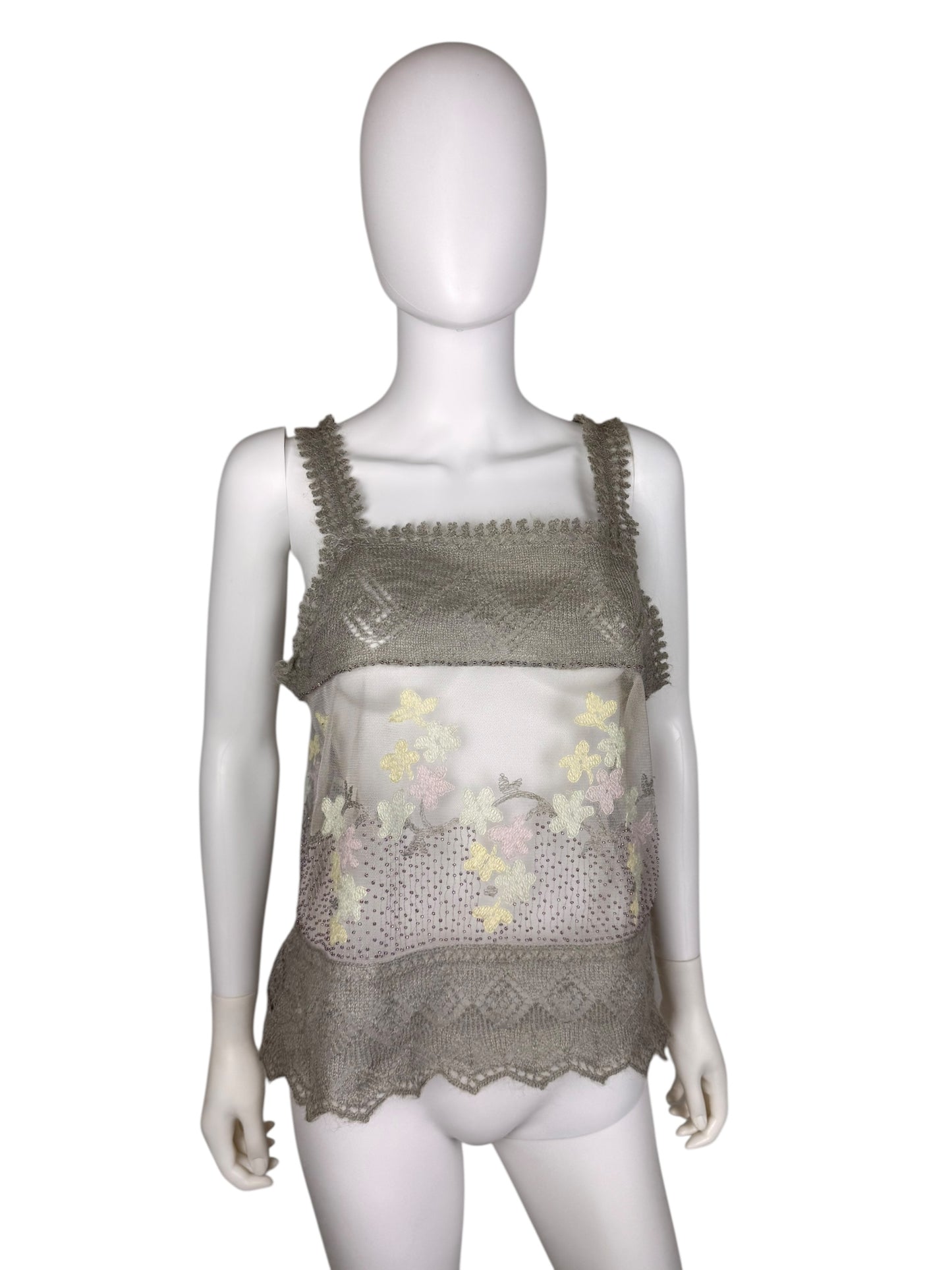 Moschino knit mesh embellished top