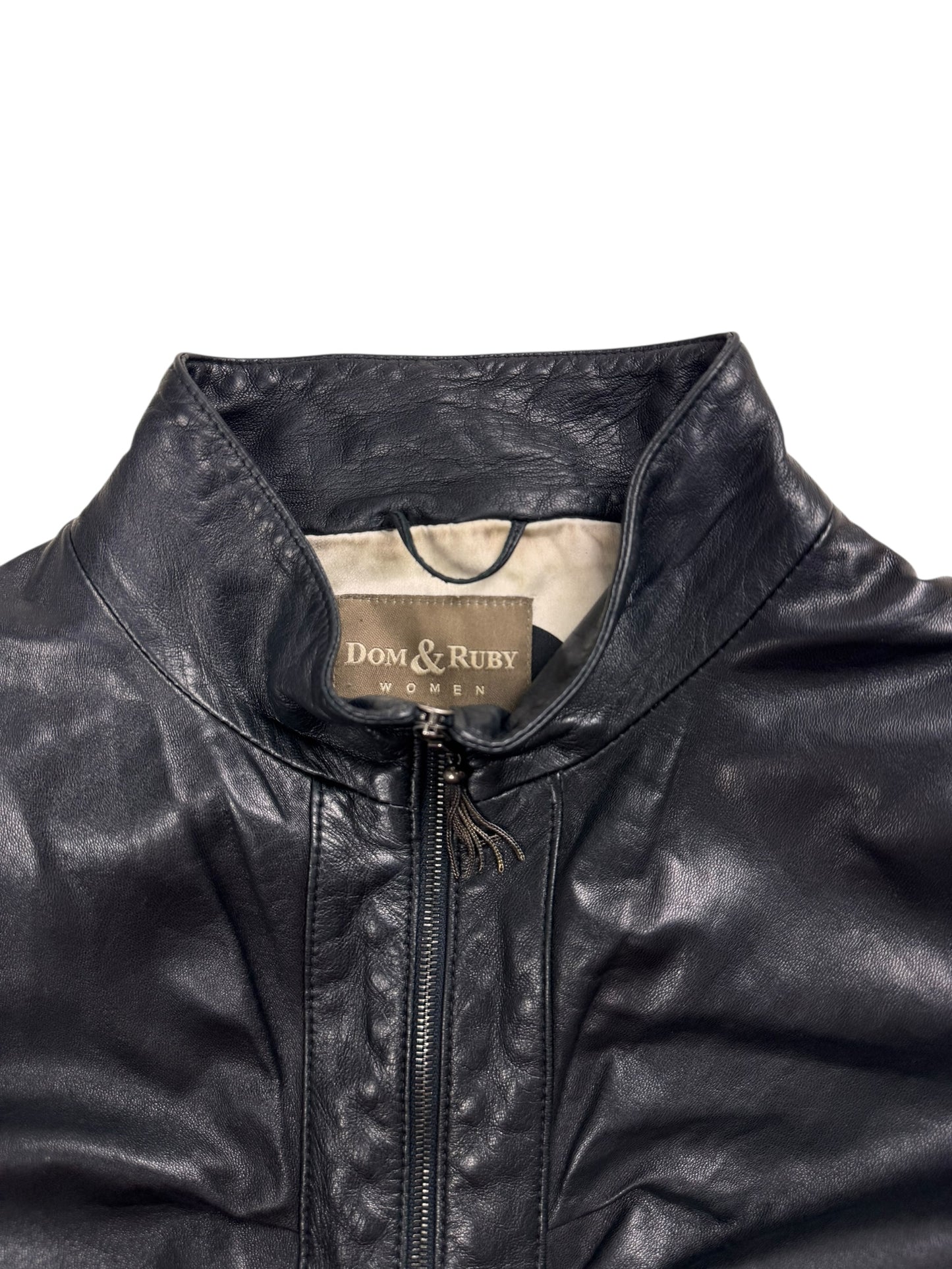 Dom & Ruby 2010s ruched leather jacket