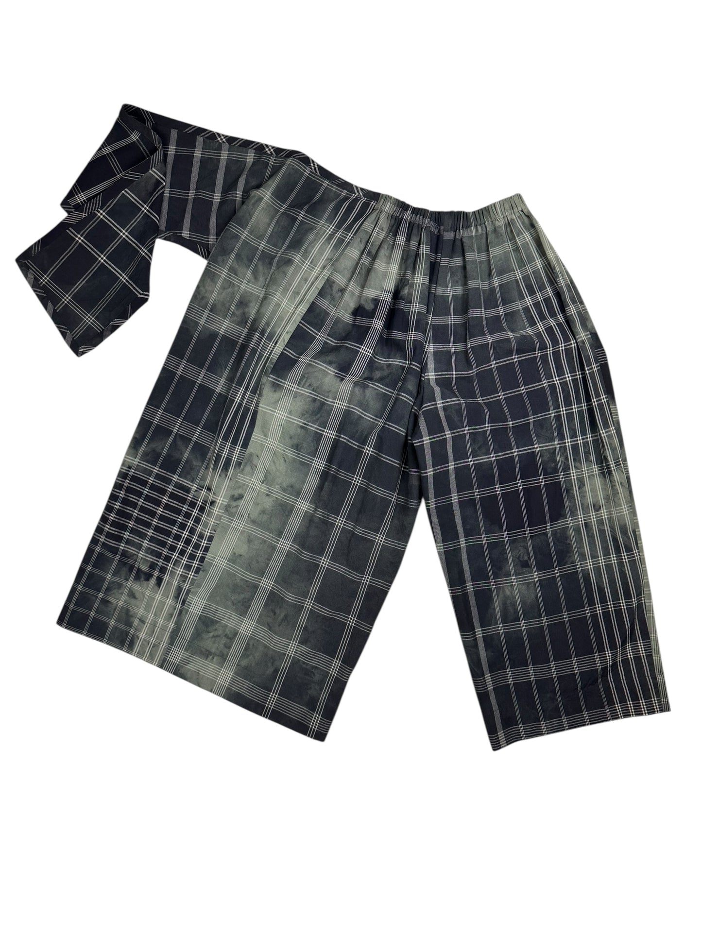 Comme des Garçons S/S 1992 check tie dye wrap trousers