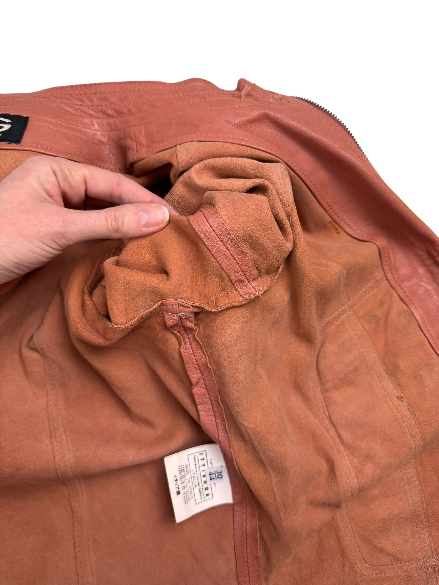 D&G 2000s salmon pink leather utility jacket