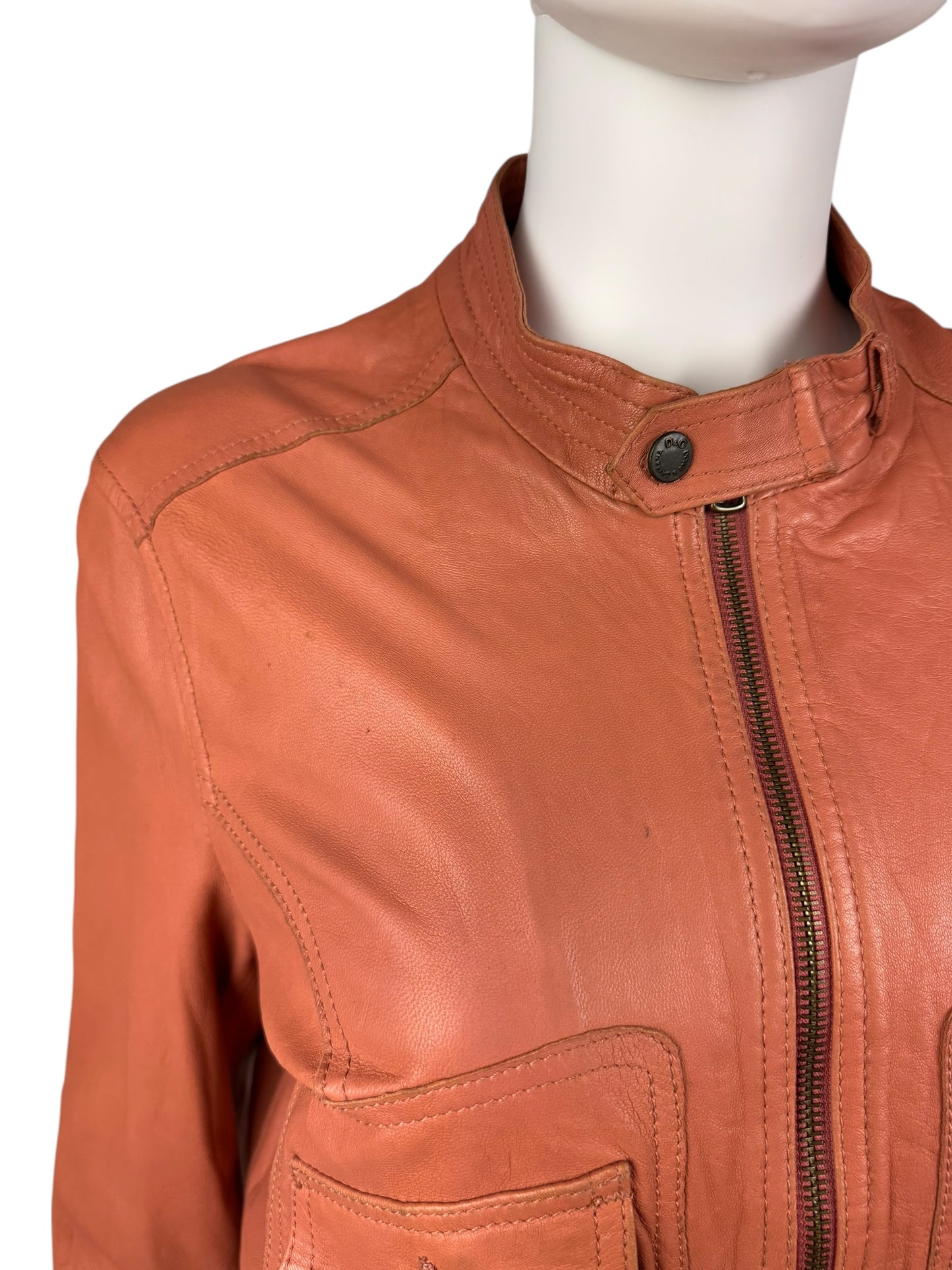 D&G 2000s salmon pink leather utility jacket