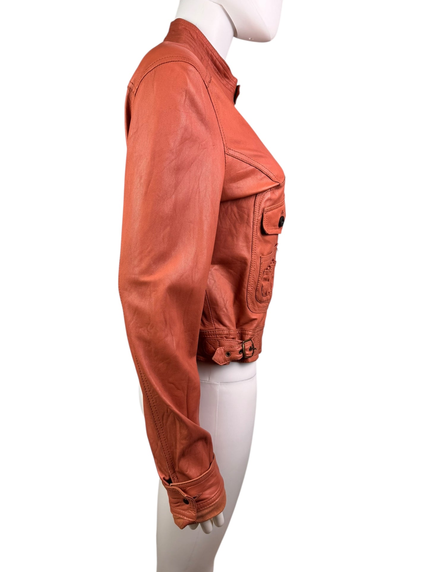 D&G 2000s salmon pink leather utility jacket