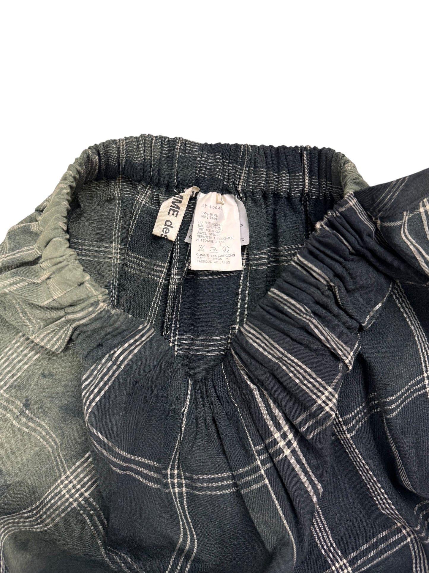 Comme des Garçons S/S 1992 check tie dye wrap trousers