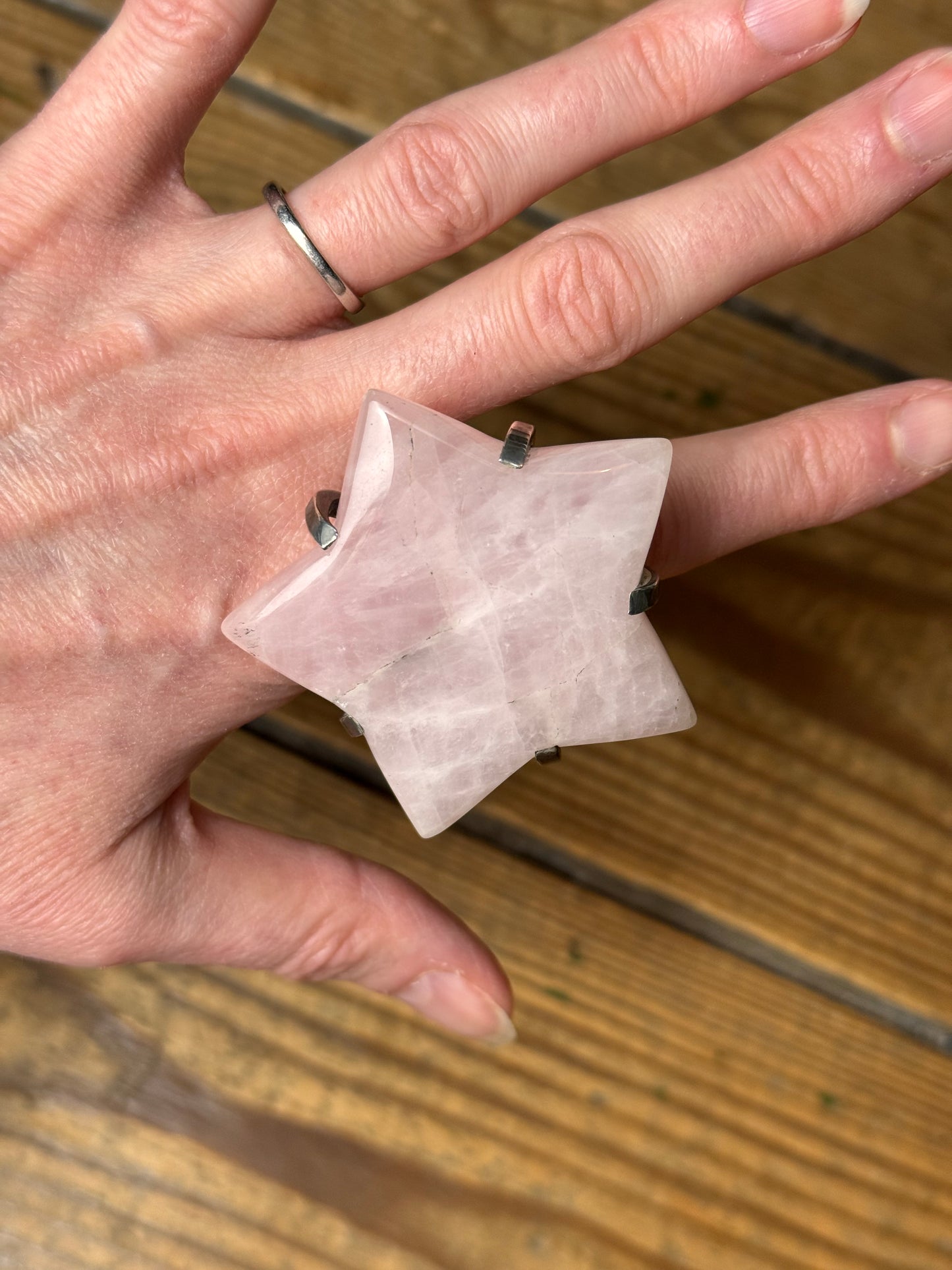 Gary Holder London 2000s Sterling silver rose quartz star ring