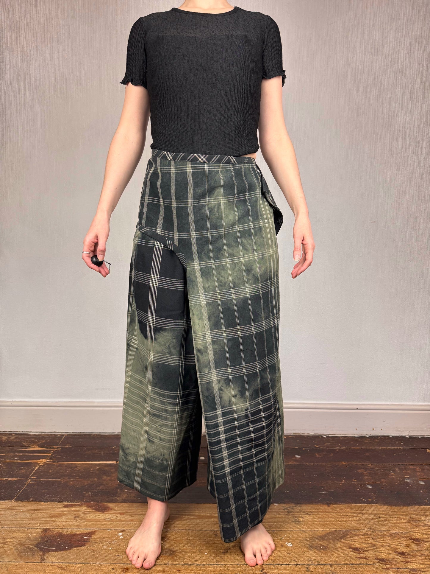 Comme des Garçons S/S 1992 check tie dye wrap trousers