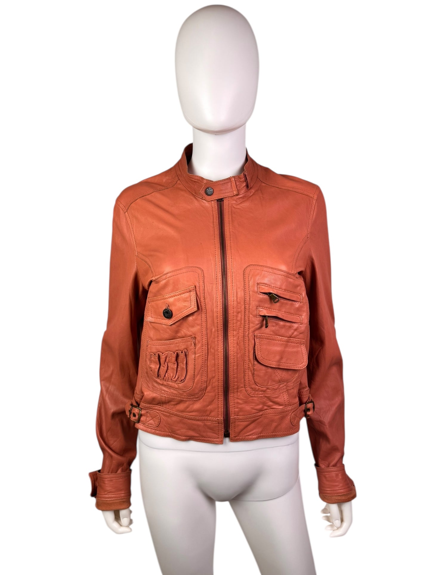 D&G 2000s salmon pink leather utility jacket