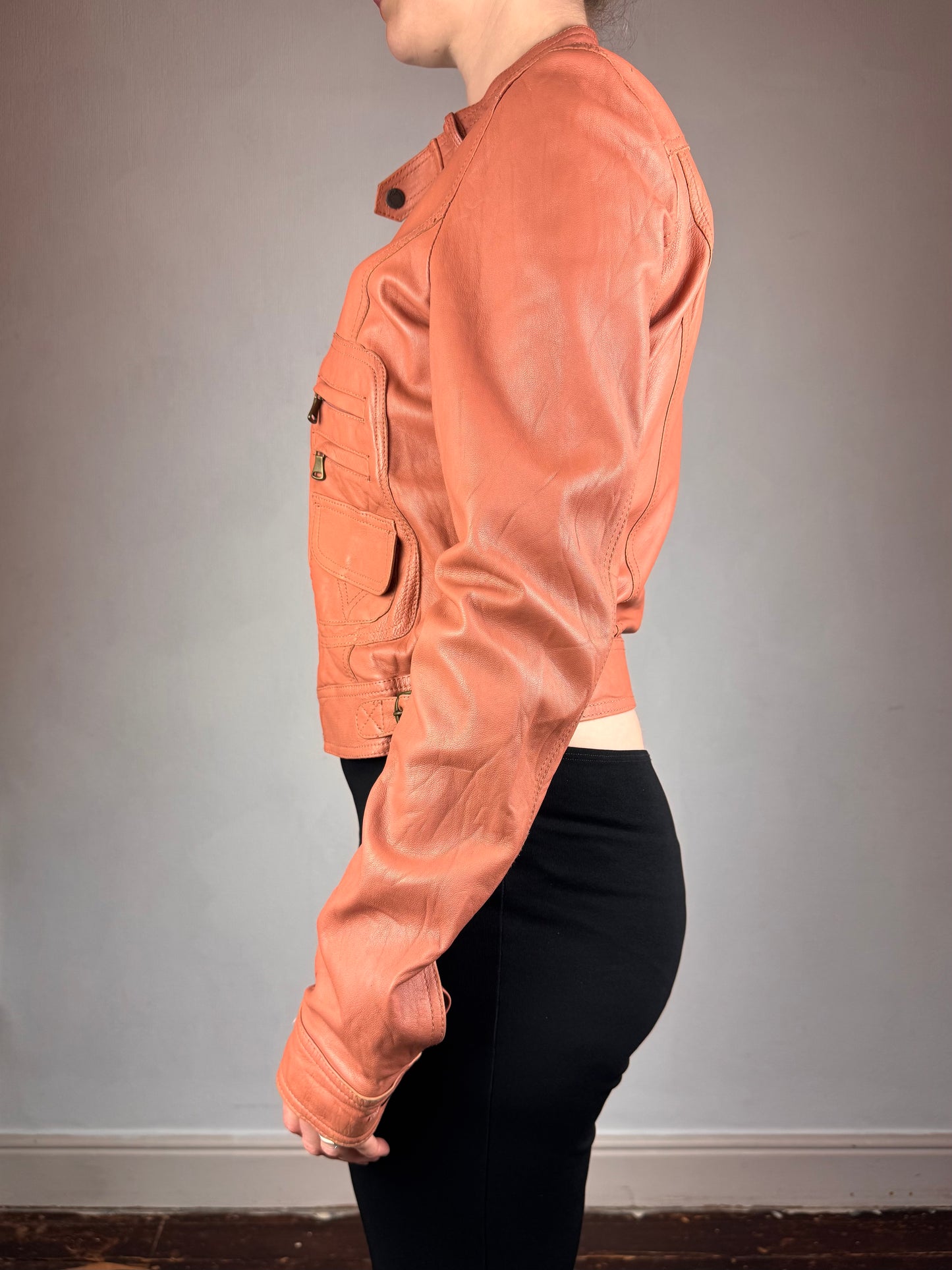 D&G 2000s salmon pink leather utility jacket