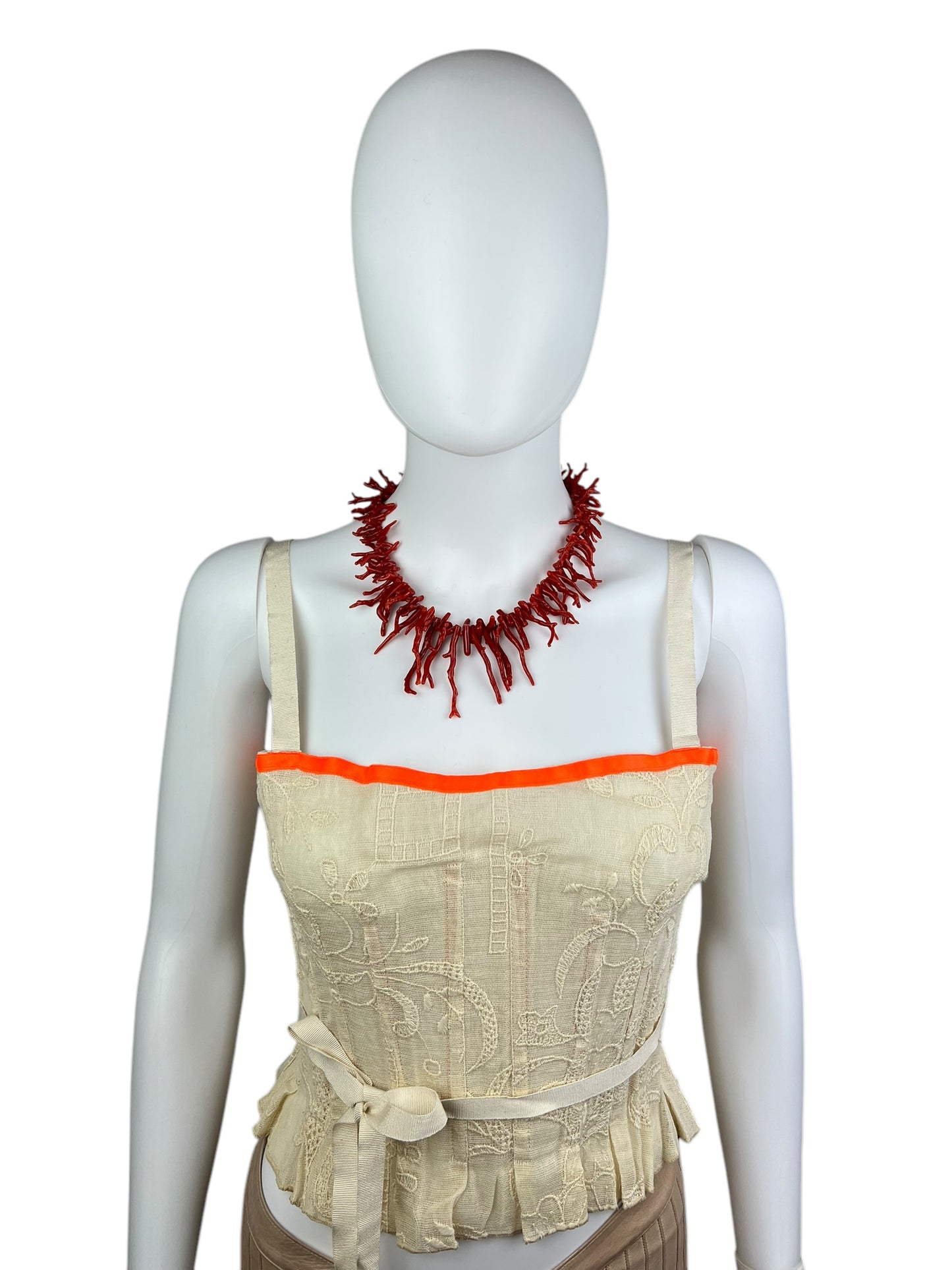 Antique branched Coral necklace with stone set clasp