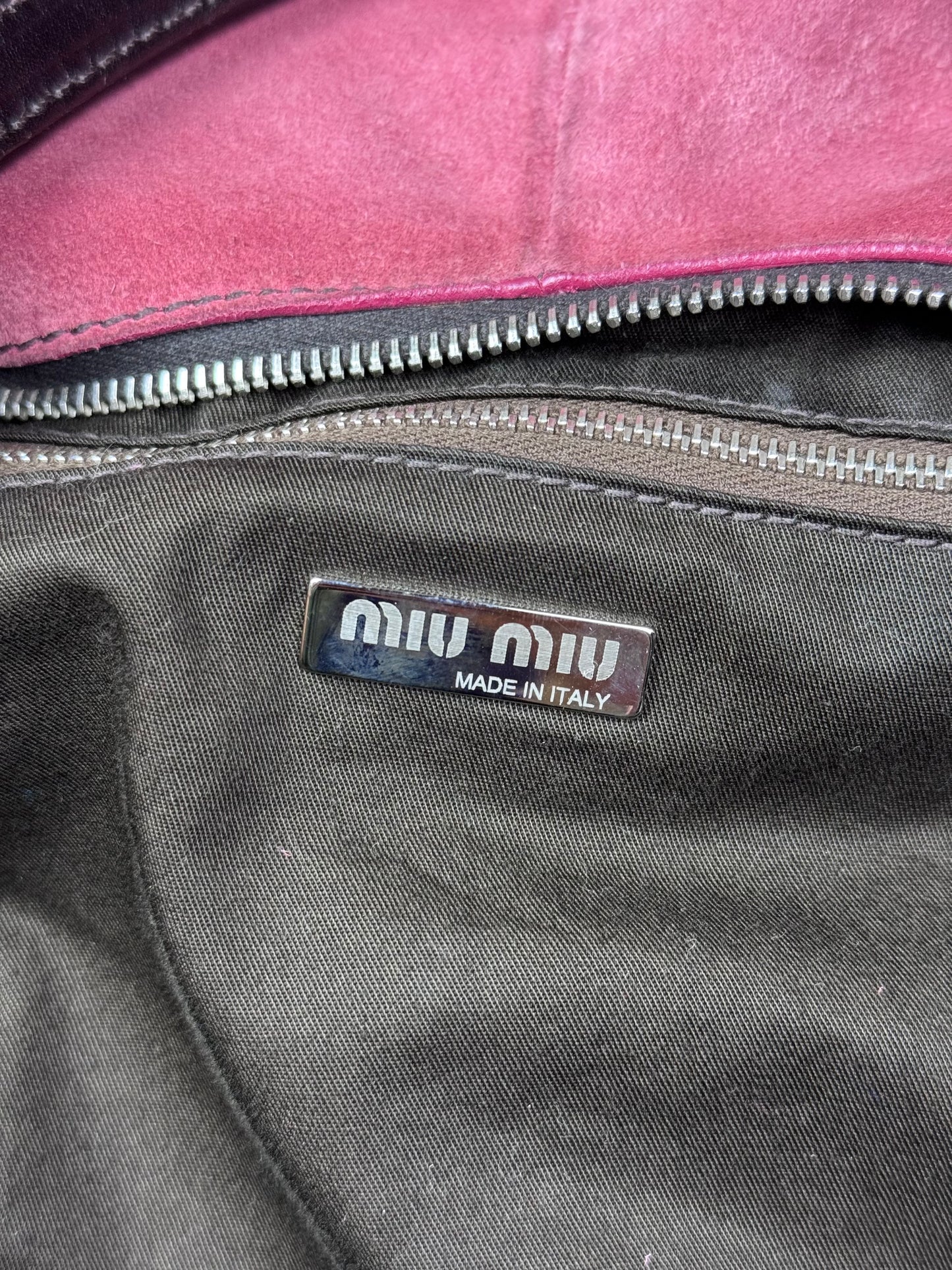 Miu Miu FW 2003 coral pink suede hobo bag
