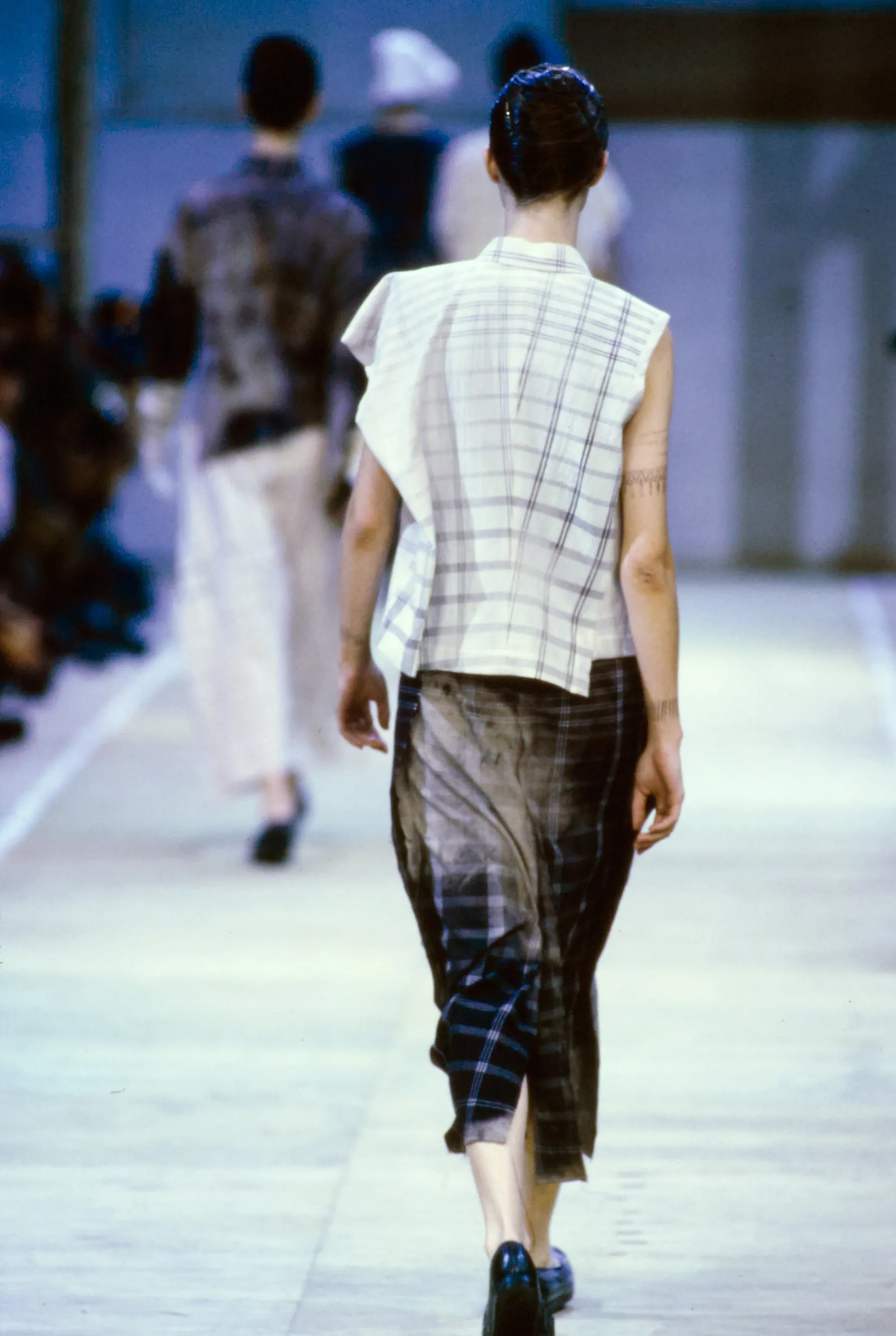 Comme des Garçons S/S 1992 check tie dye wrap trousers