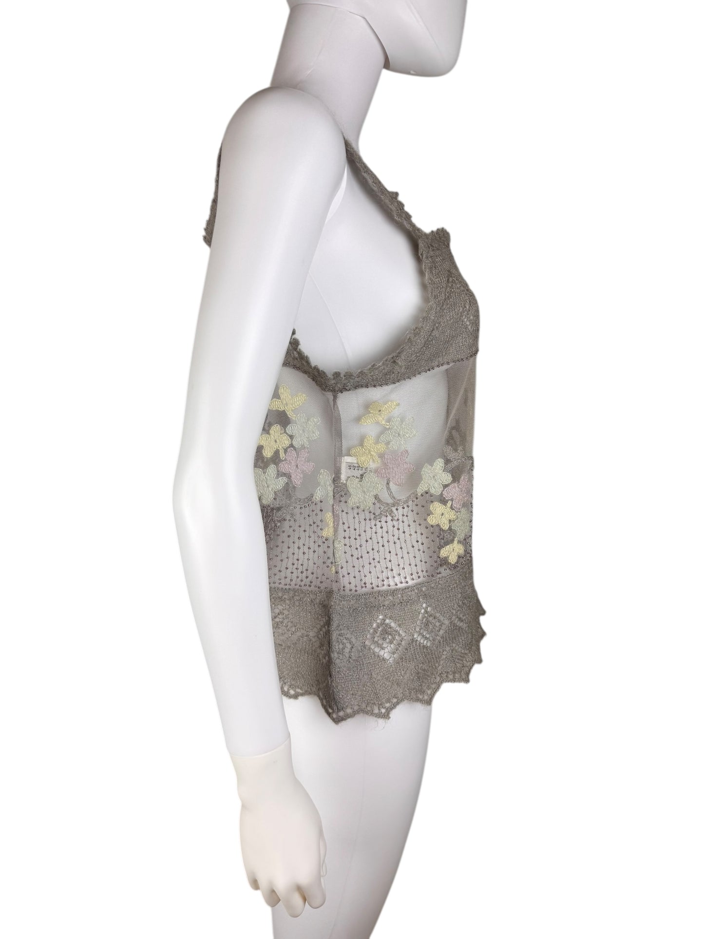 Moschino knit mesh embellished top