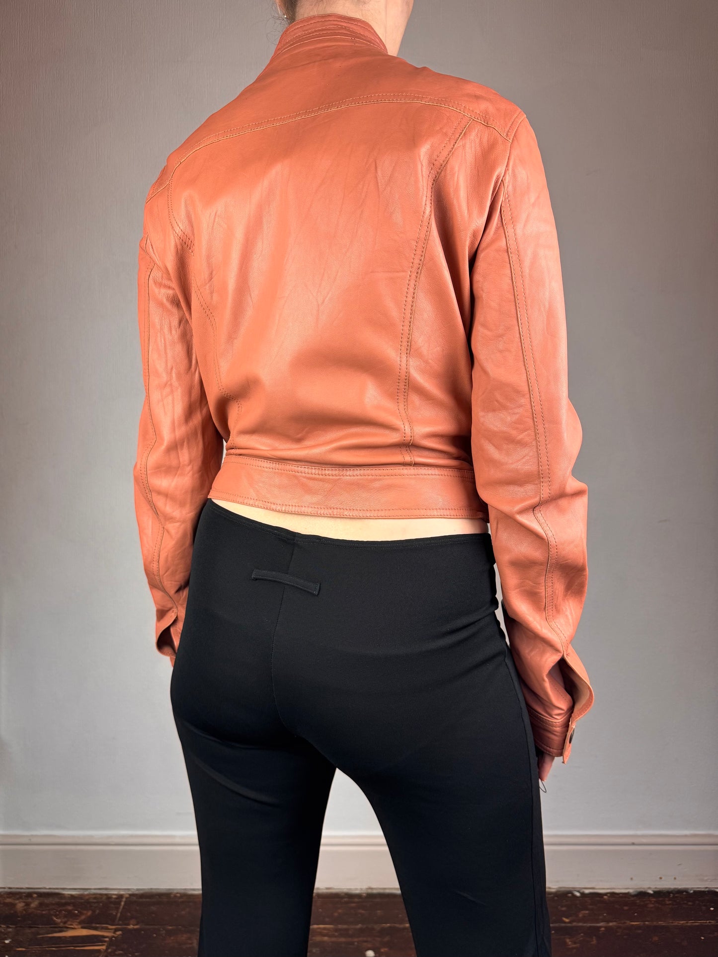 D&G 2000s salmon pink leather utility jacket