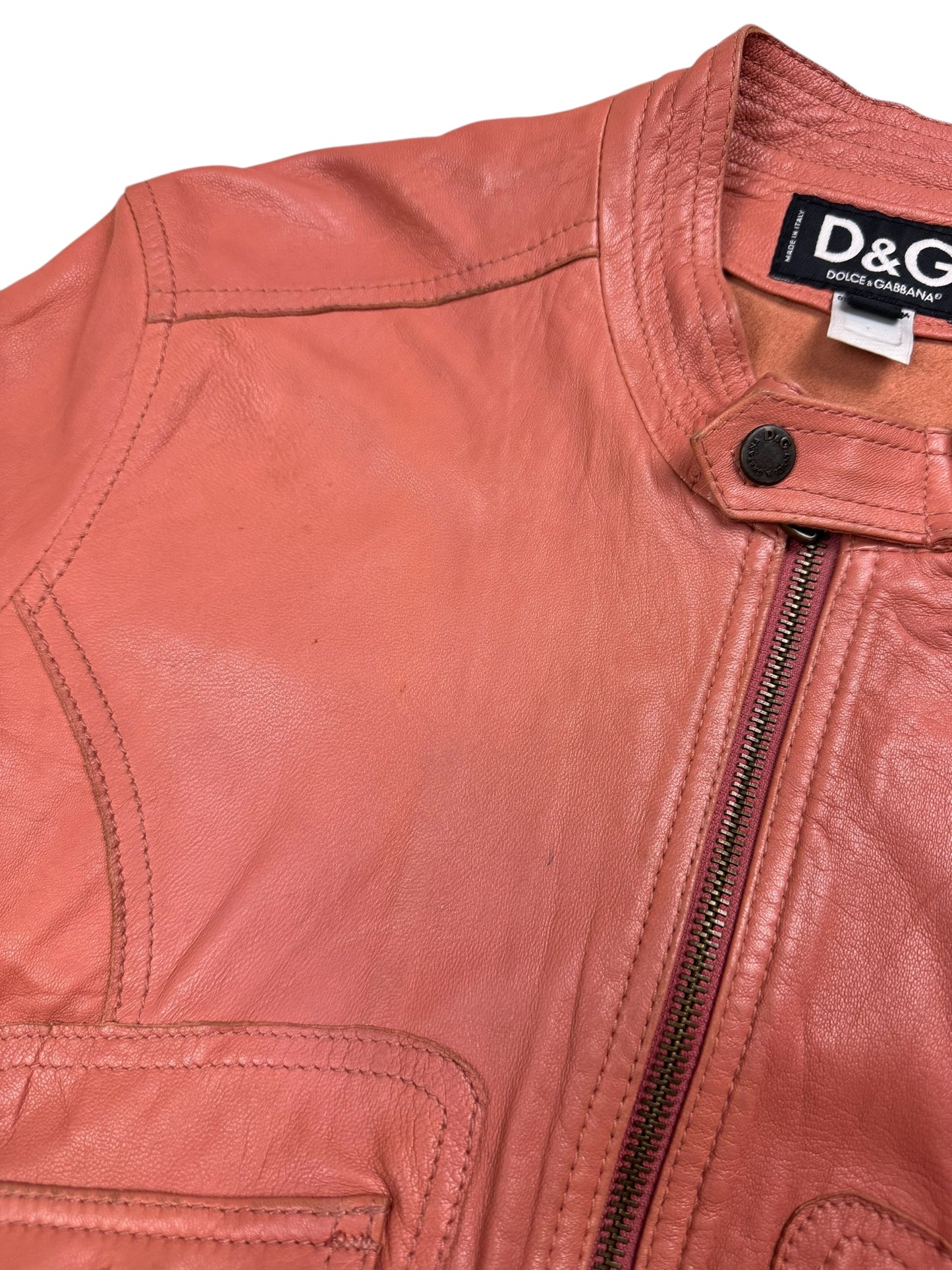 D&G 2000s salmon pink leather utility jacket