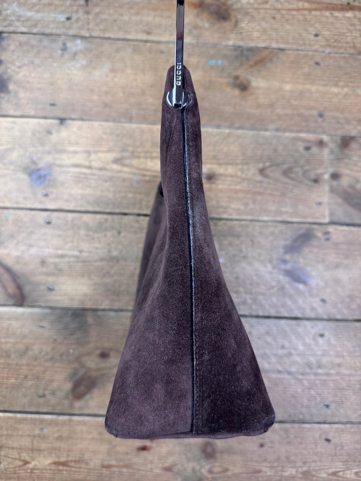 FW 1997 Gucci by Tom Ford brown suede hobo bag