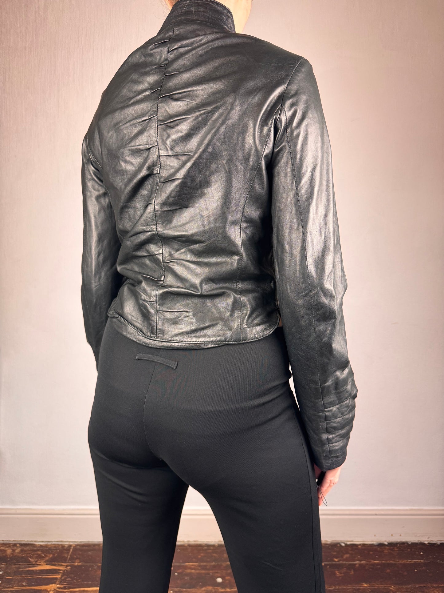 Dom & Ruby 2010s ruched leather jacket