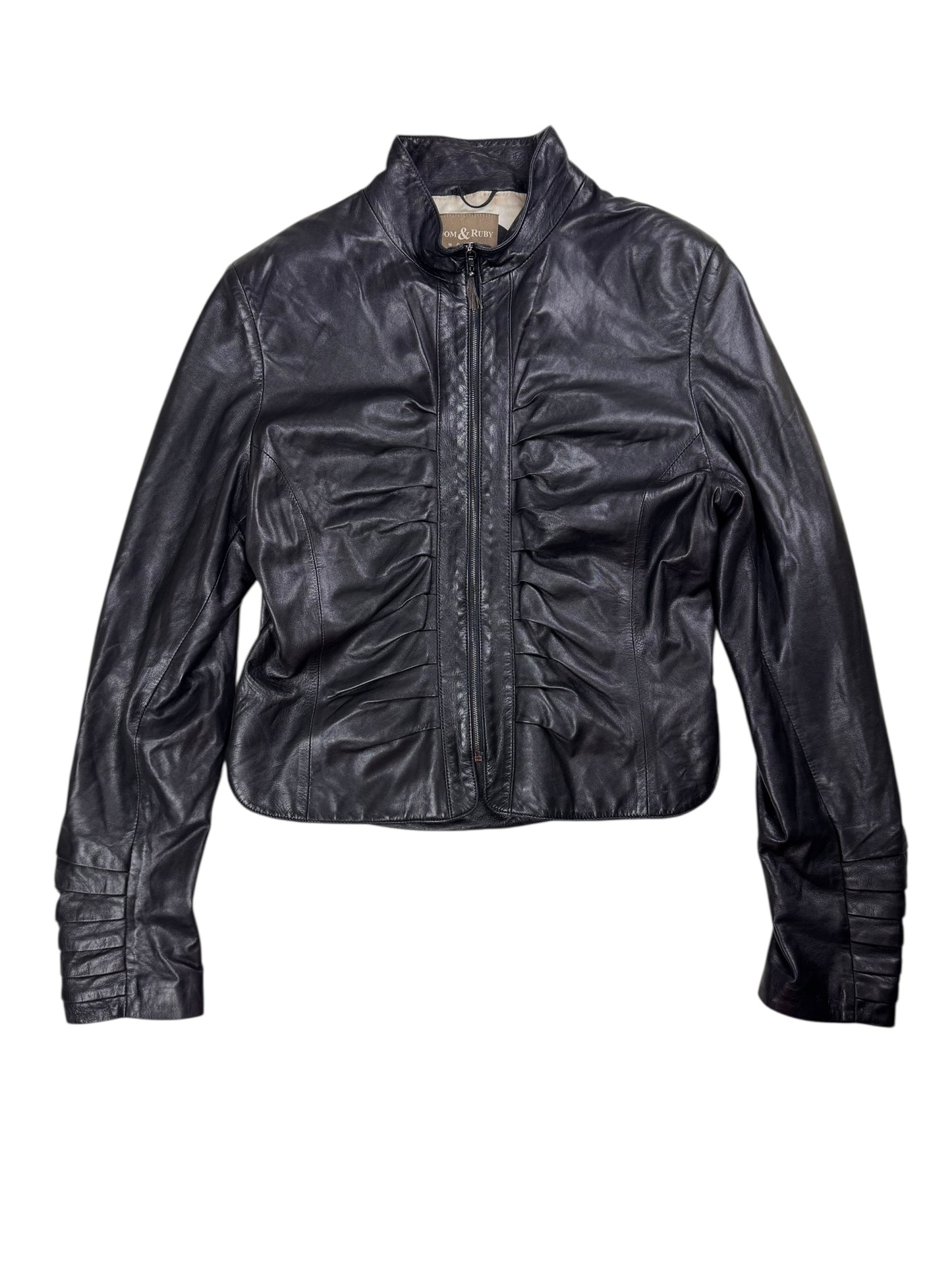 Dom & Ruby 2010s ruched leather jacket