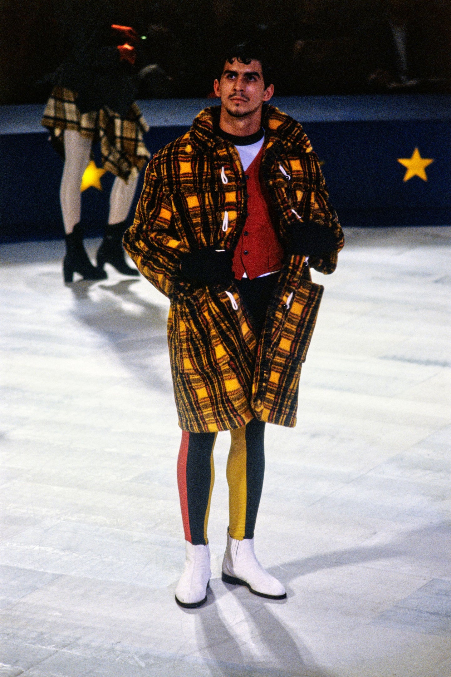 Junior Gaultier F/W 1991 tartan faux fur coat