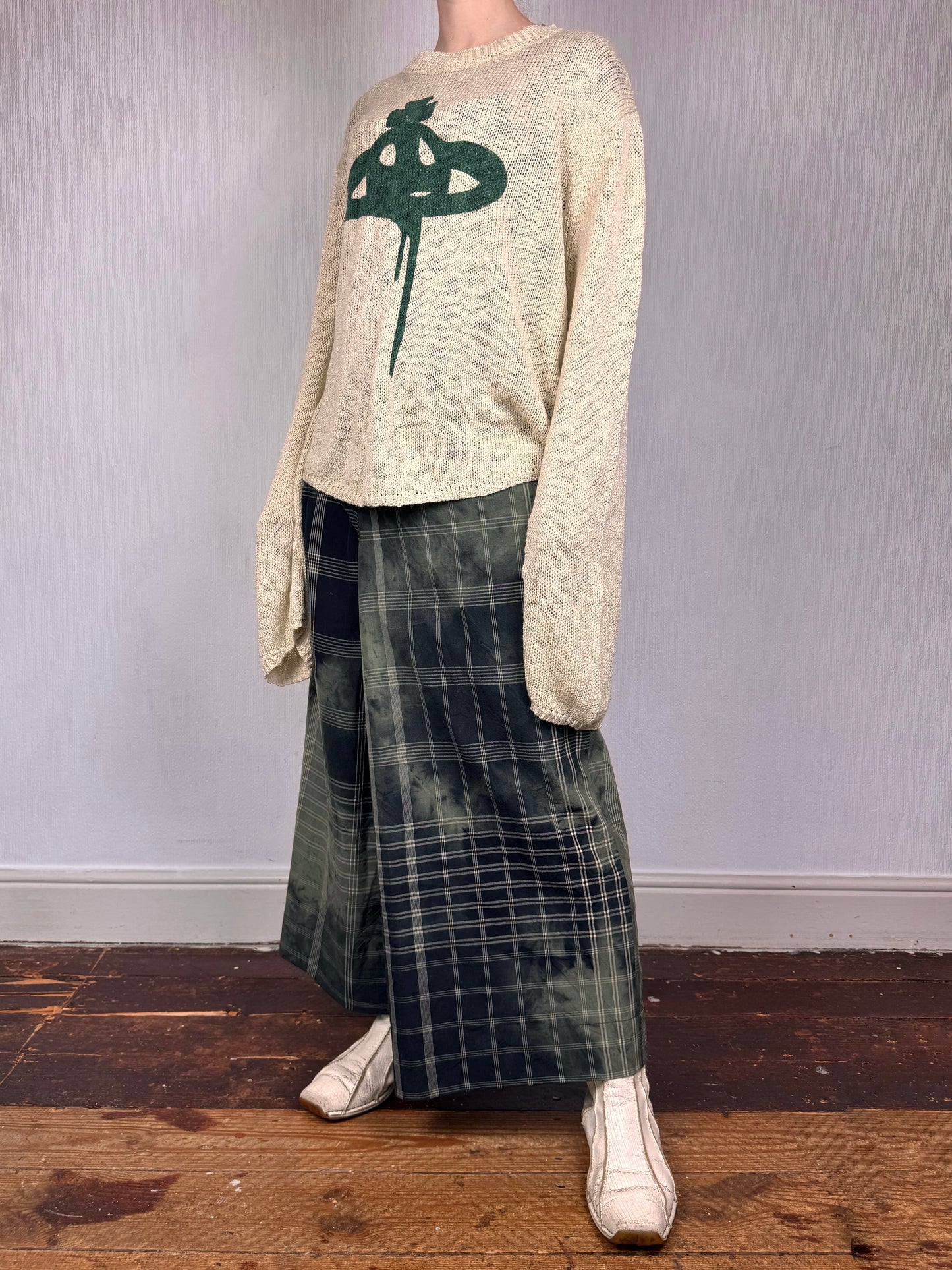 Comme des Garçons S/S 1992 check tie dye wrap trousers