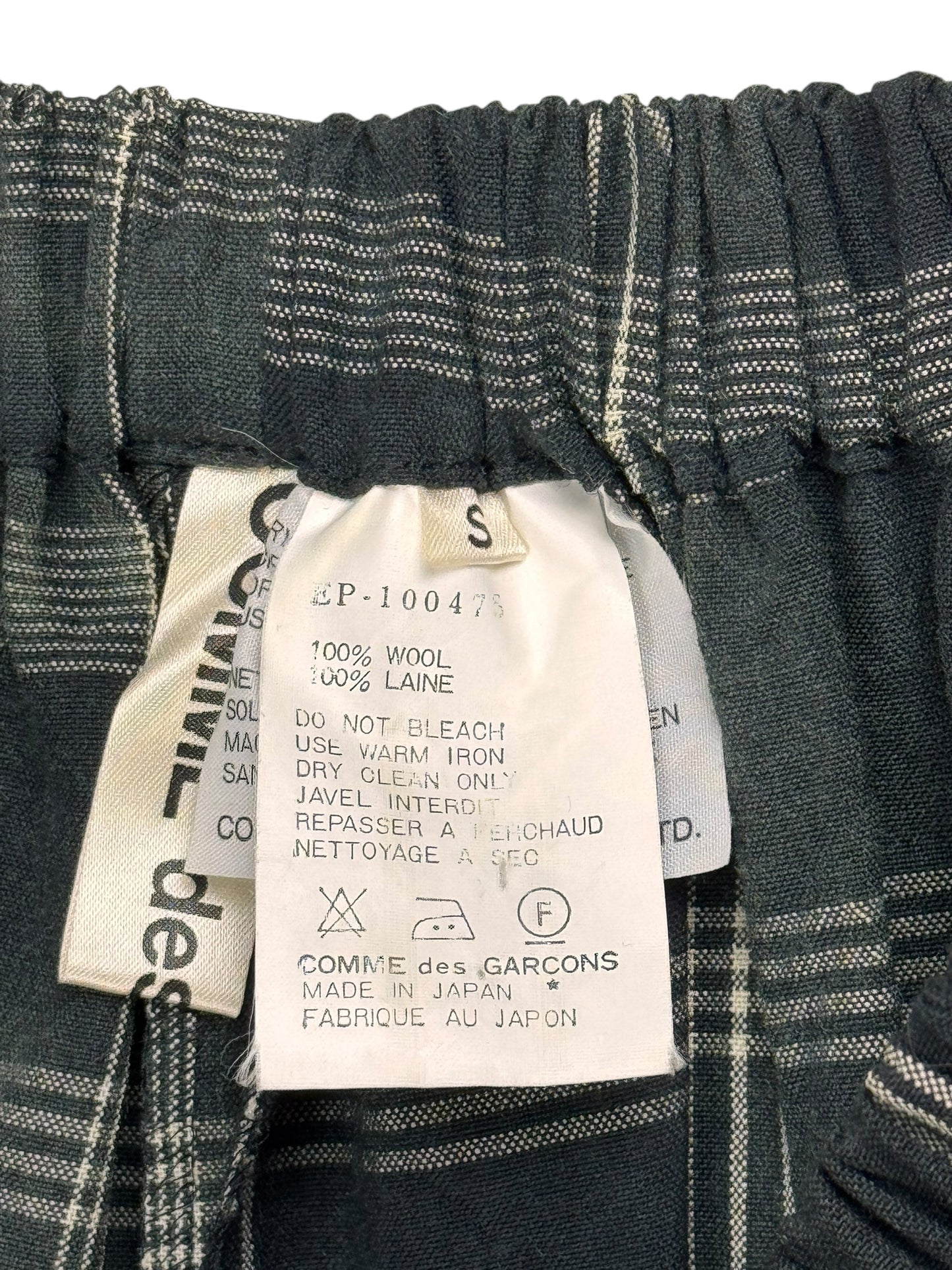 Comme des Garçons S/S 1992 check tie dye wrap trousers