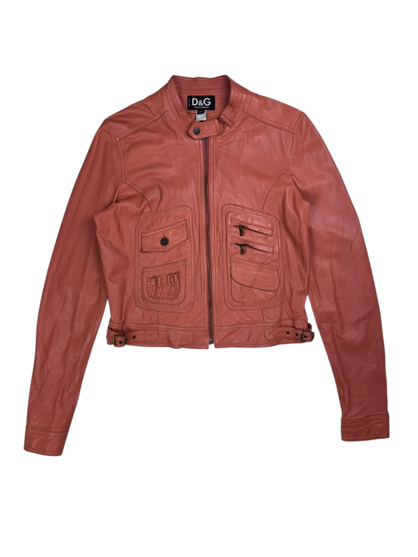 D&G 2000s salmon pink leather utility jacket