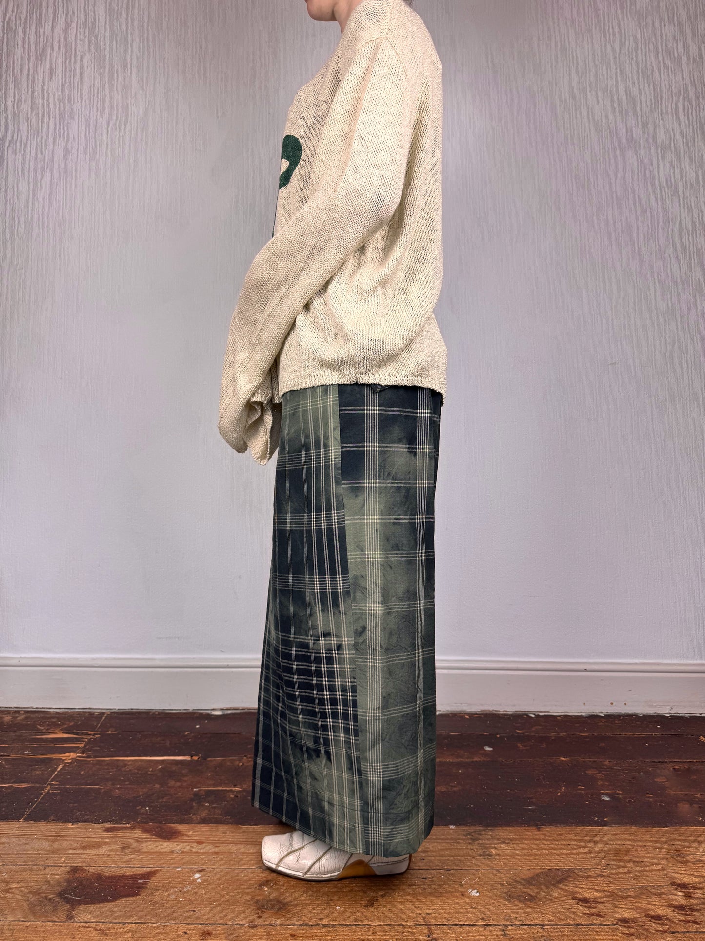 Comme des Garçons S/S 1992 check tie dye wrap trousers
