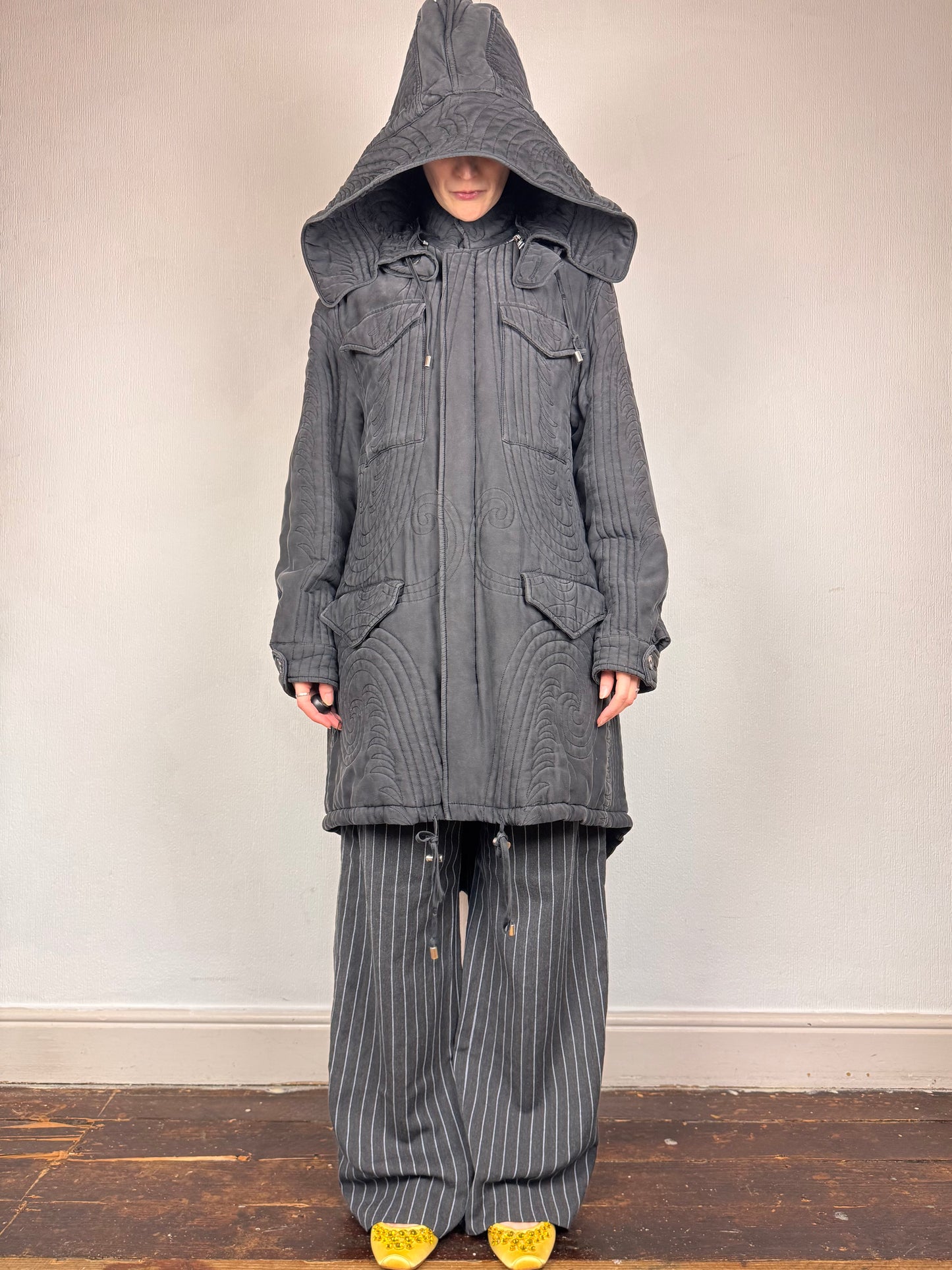 Alexander McQueen c.F/W 2007 silk parka coat