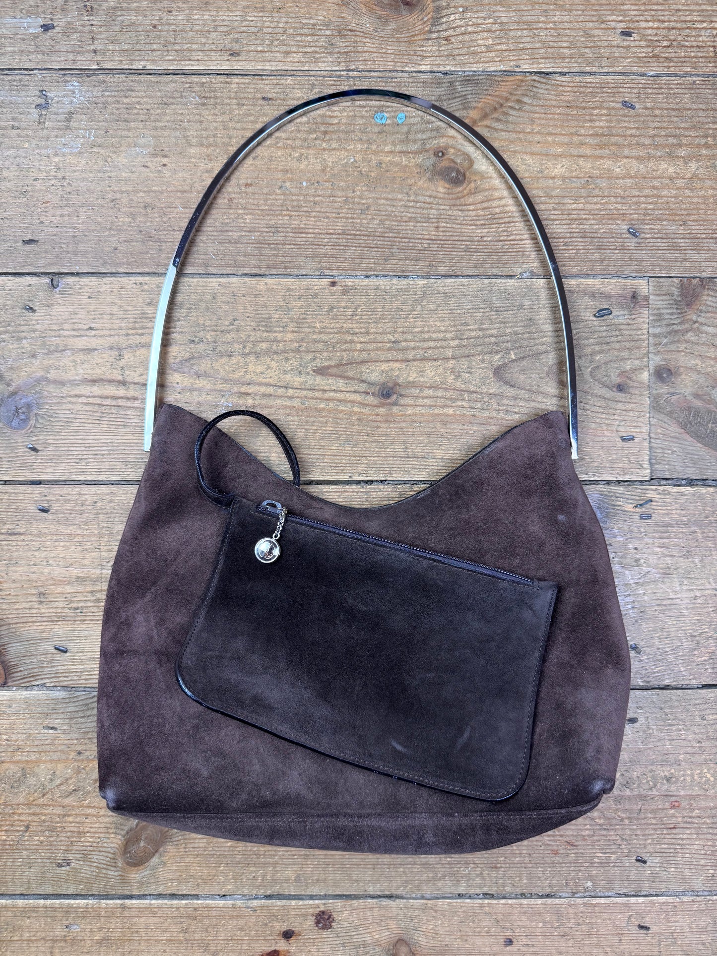 FW 1997 Gucci by Tom Ford brown suede hobo bag