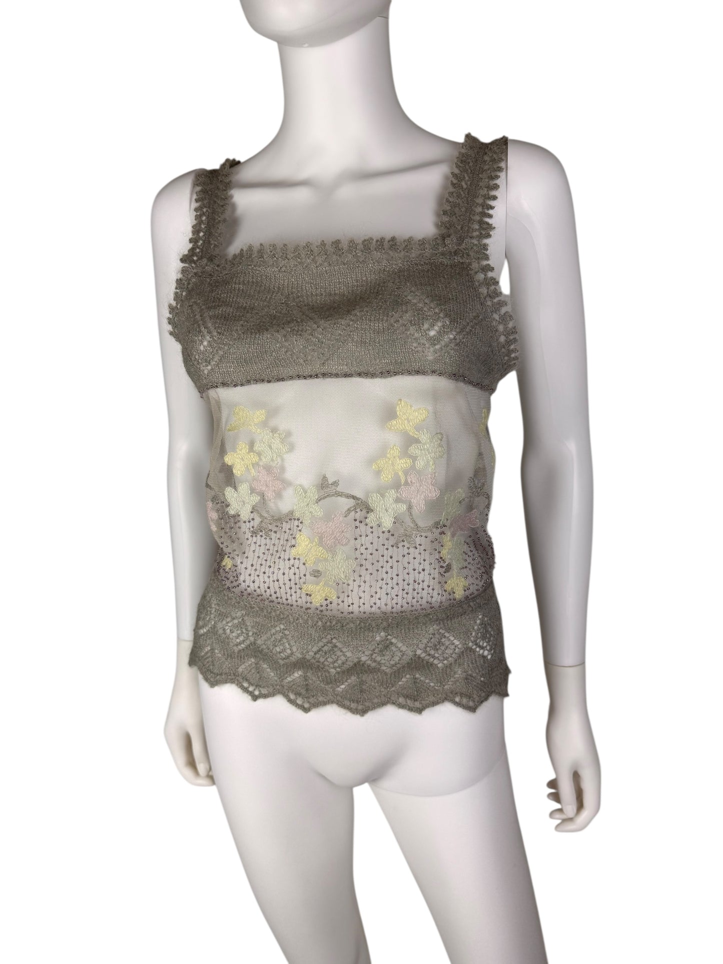 Moschino knit mesh embellished top