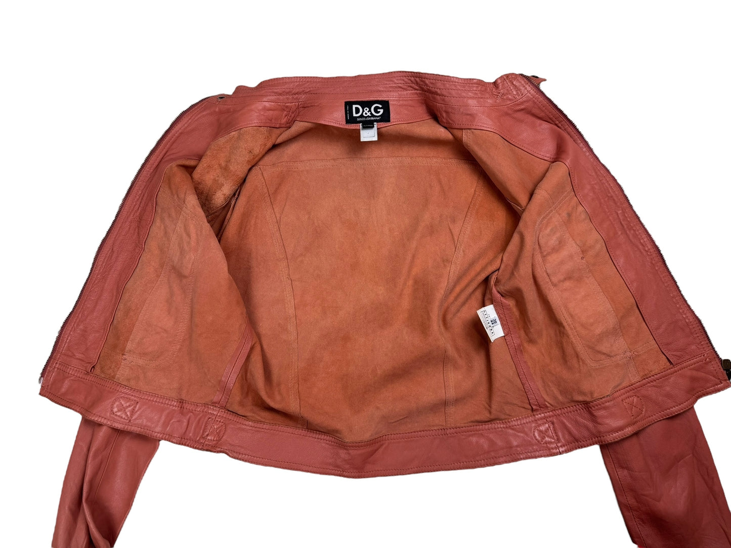 D&G 2000s salmon pink leather utility jacket