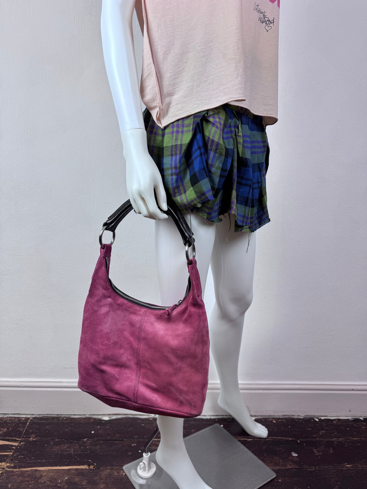 Miu Miu FW 2003 coral pink suede hobo bag