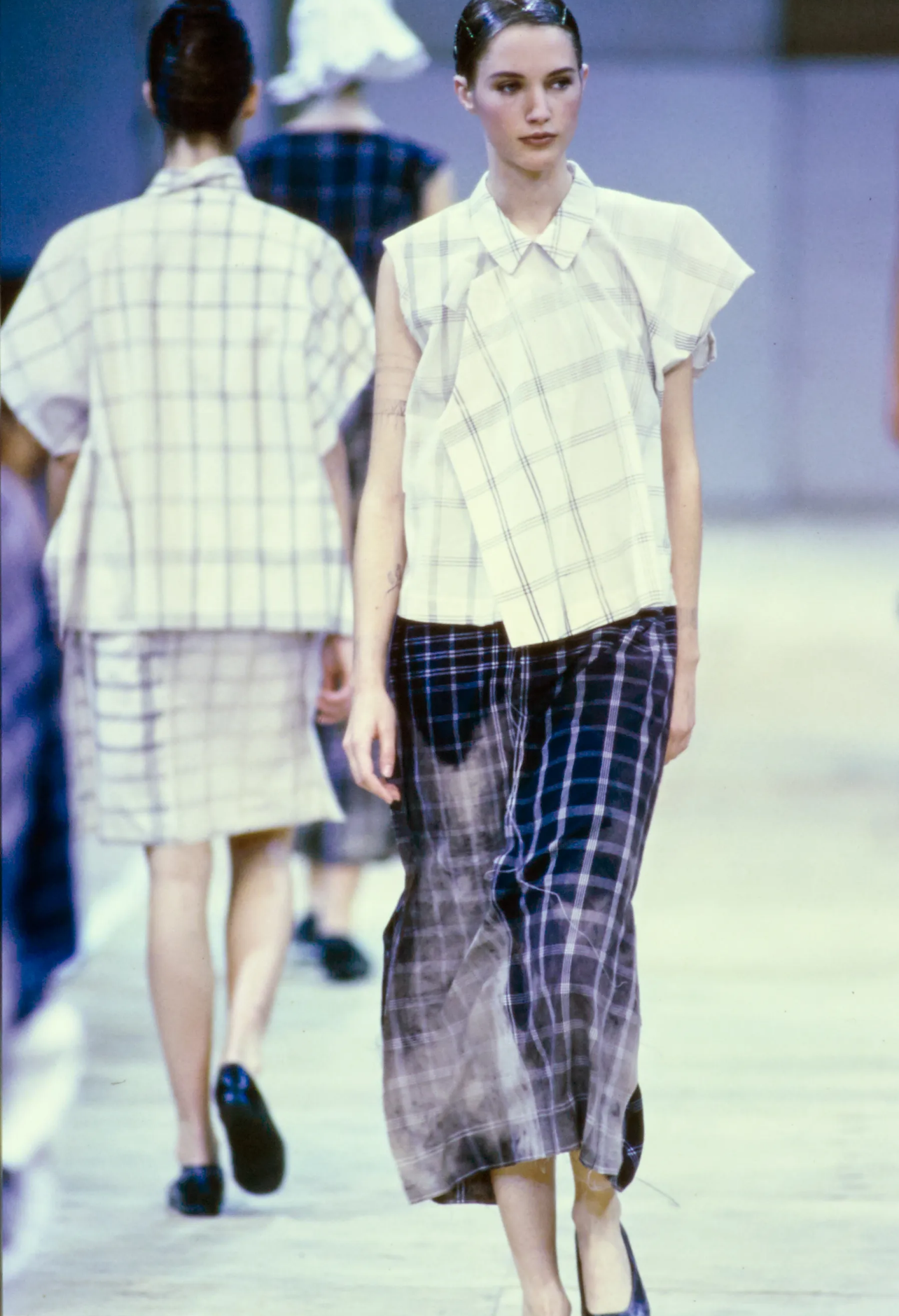 Comme des Garçons S/S 1992 check tie dye wrap trousers